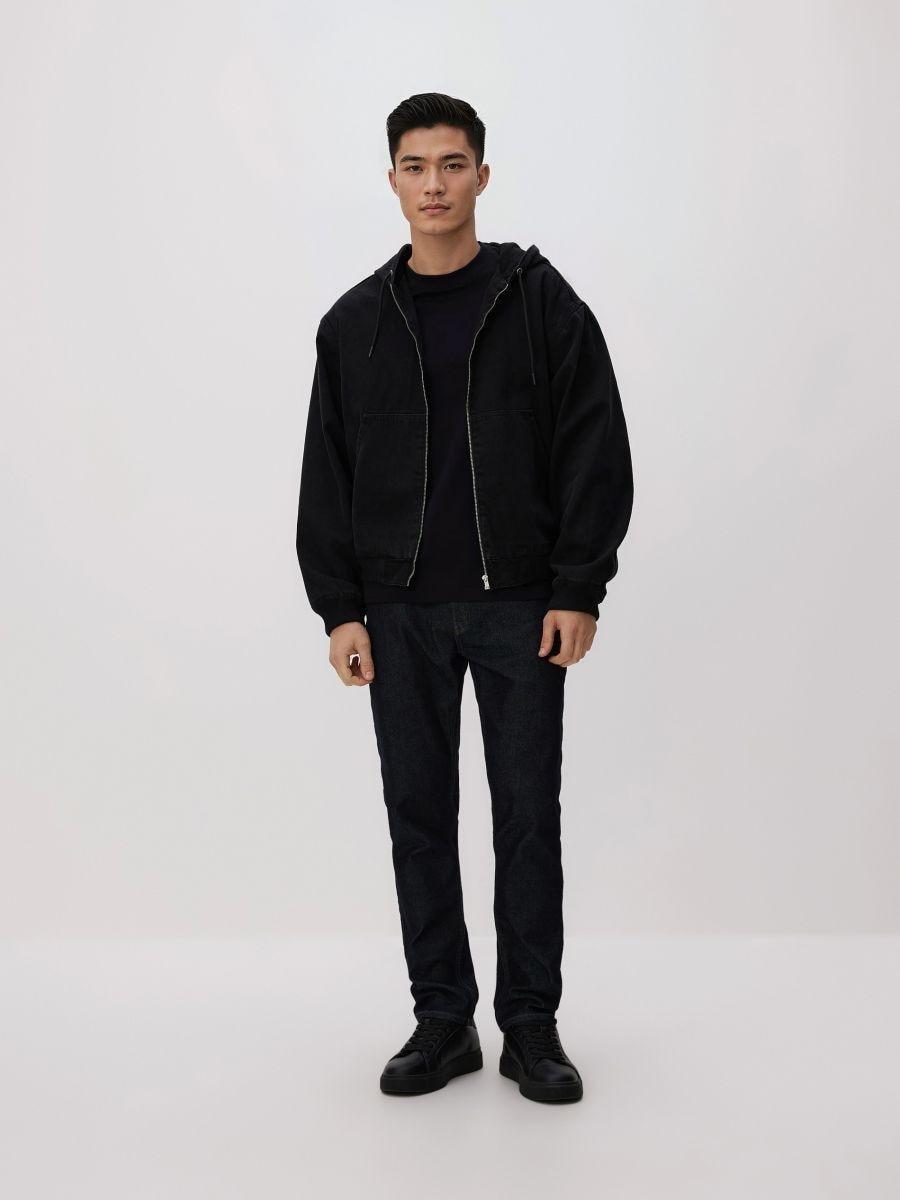 Black Boxy Cotton T-Shirt, Black, large image number 0