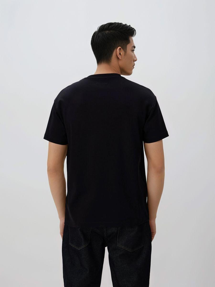 Black Boxy Cotton T-Shirt, Black, medium