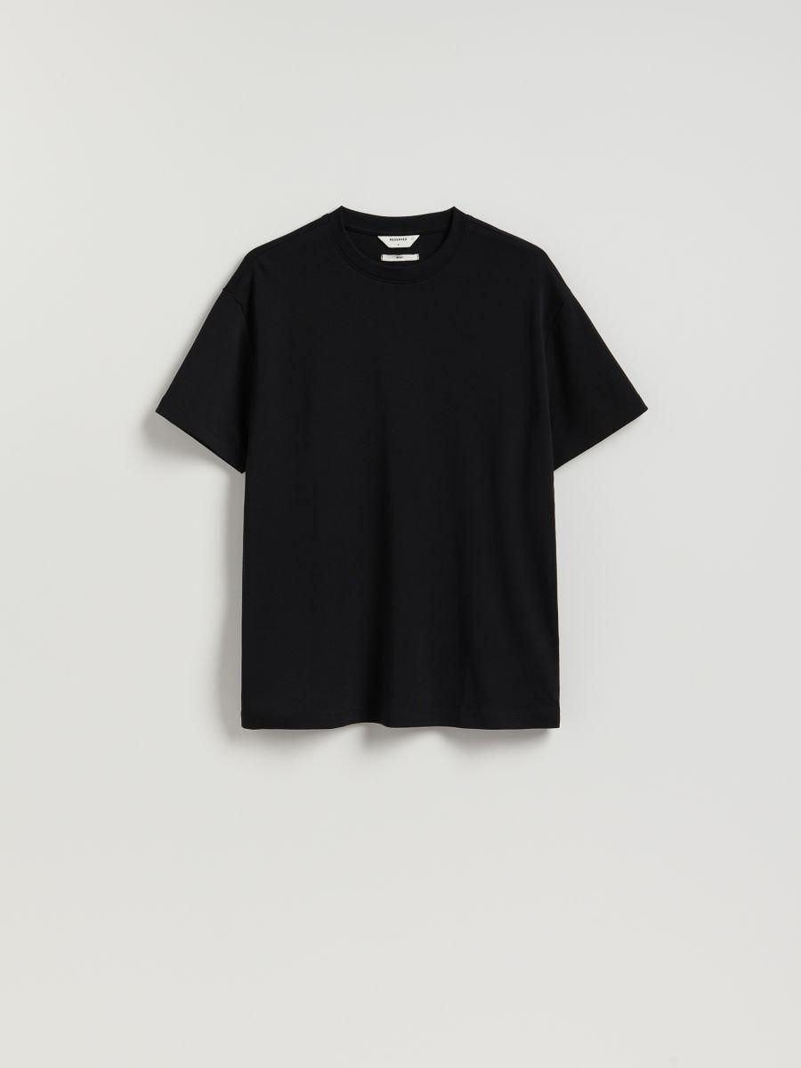 Black Boxy Cotton T-Shirt, Black, large image number 2