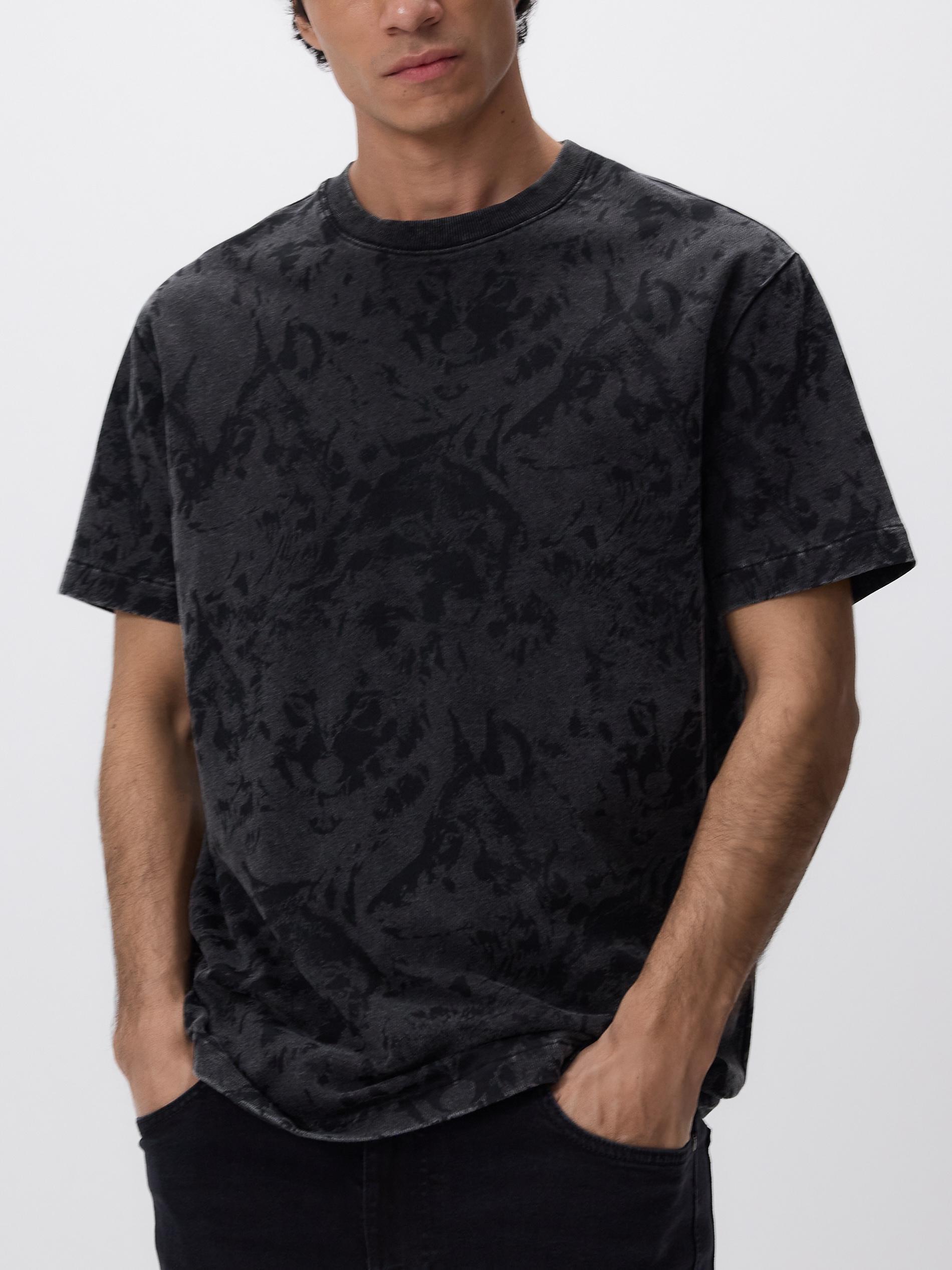 Black Comfort Fit T-Shirt With Print, Black, large image number 0
