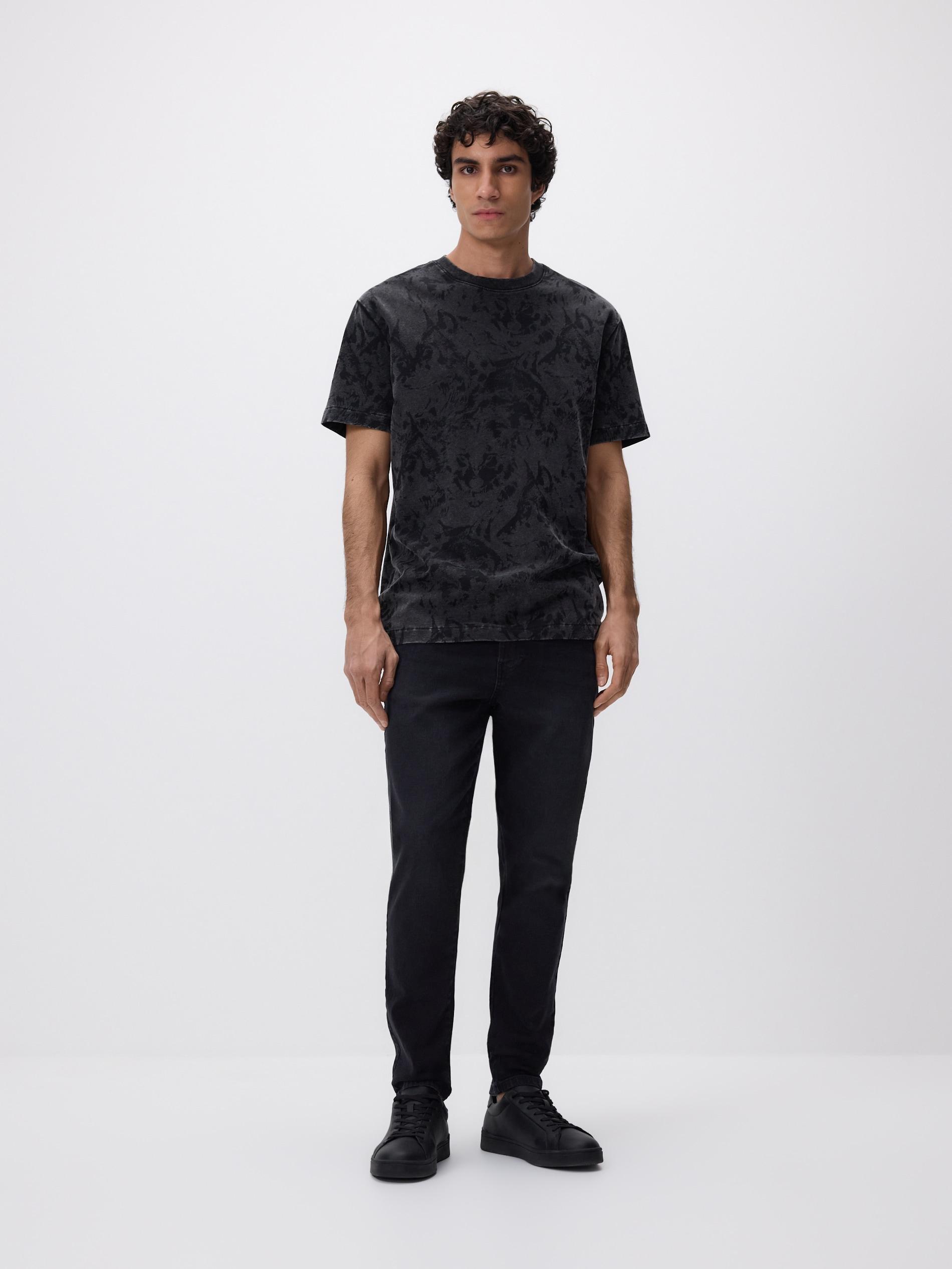 Black Comfort Fit T-Shirt With Print, Black, medium