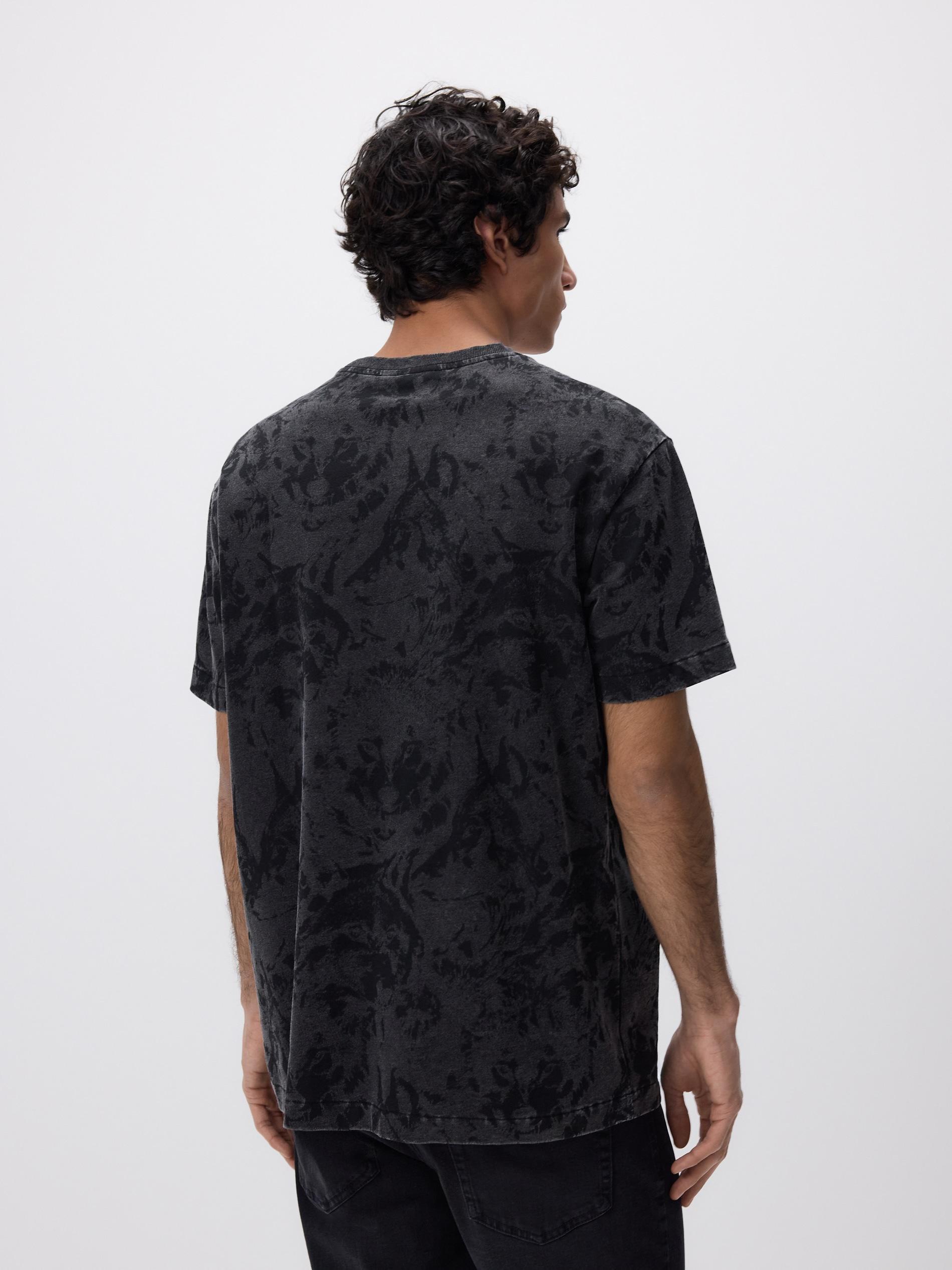 Black Comfort Fit T-Shirt With Print, Black, large image number 3