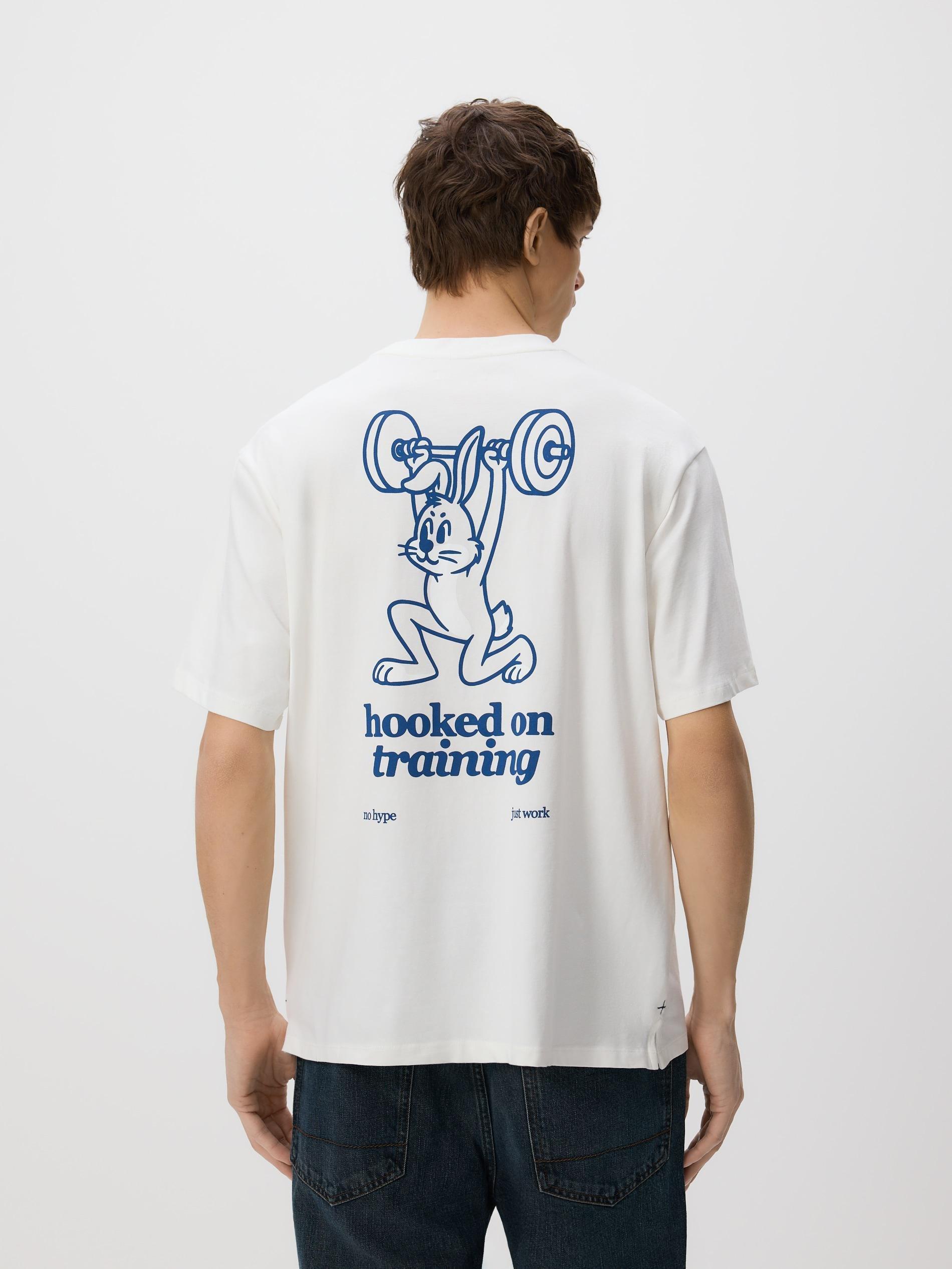 Cream Relaxed Fit T-Shirt With Back Print, Ivory, large image number 0