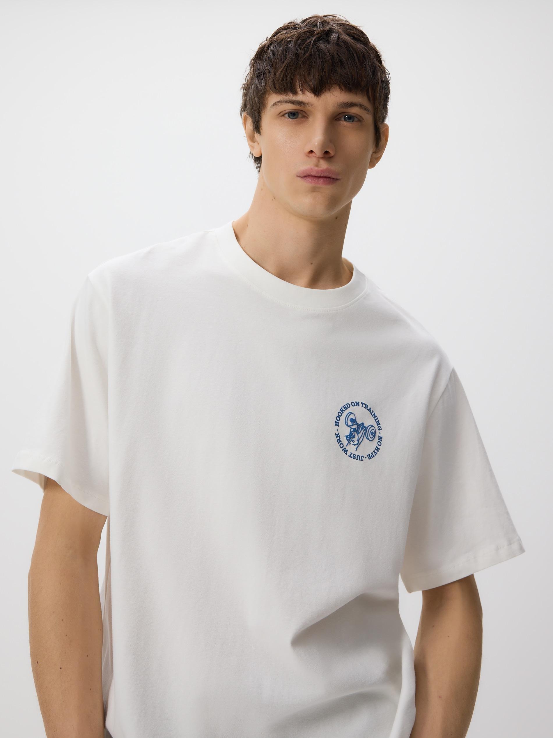 Cream Relaxed Fit T-Shirt With Back Print, Ivory, medium