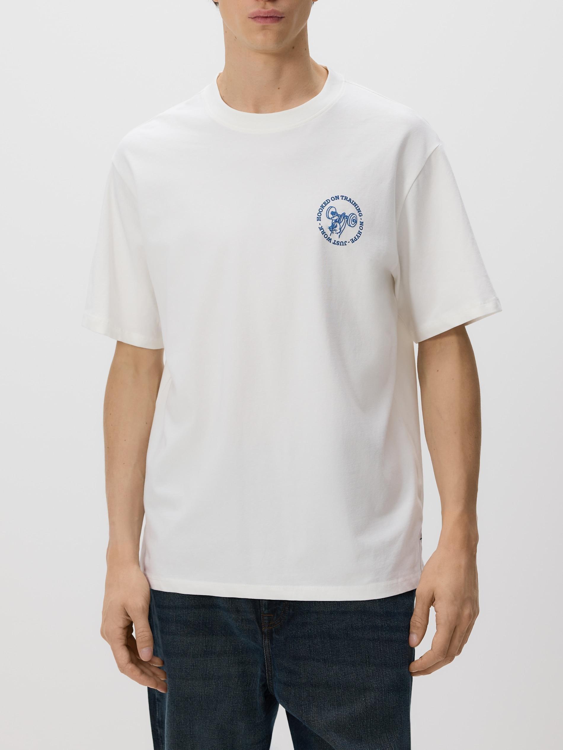 Cream Relaxed Fit T-Shirt With Back Print, Ivory, large image number 3