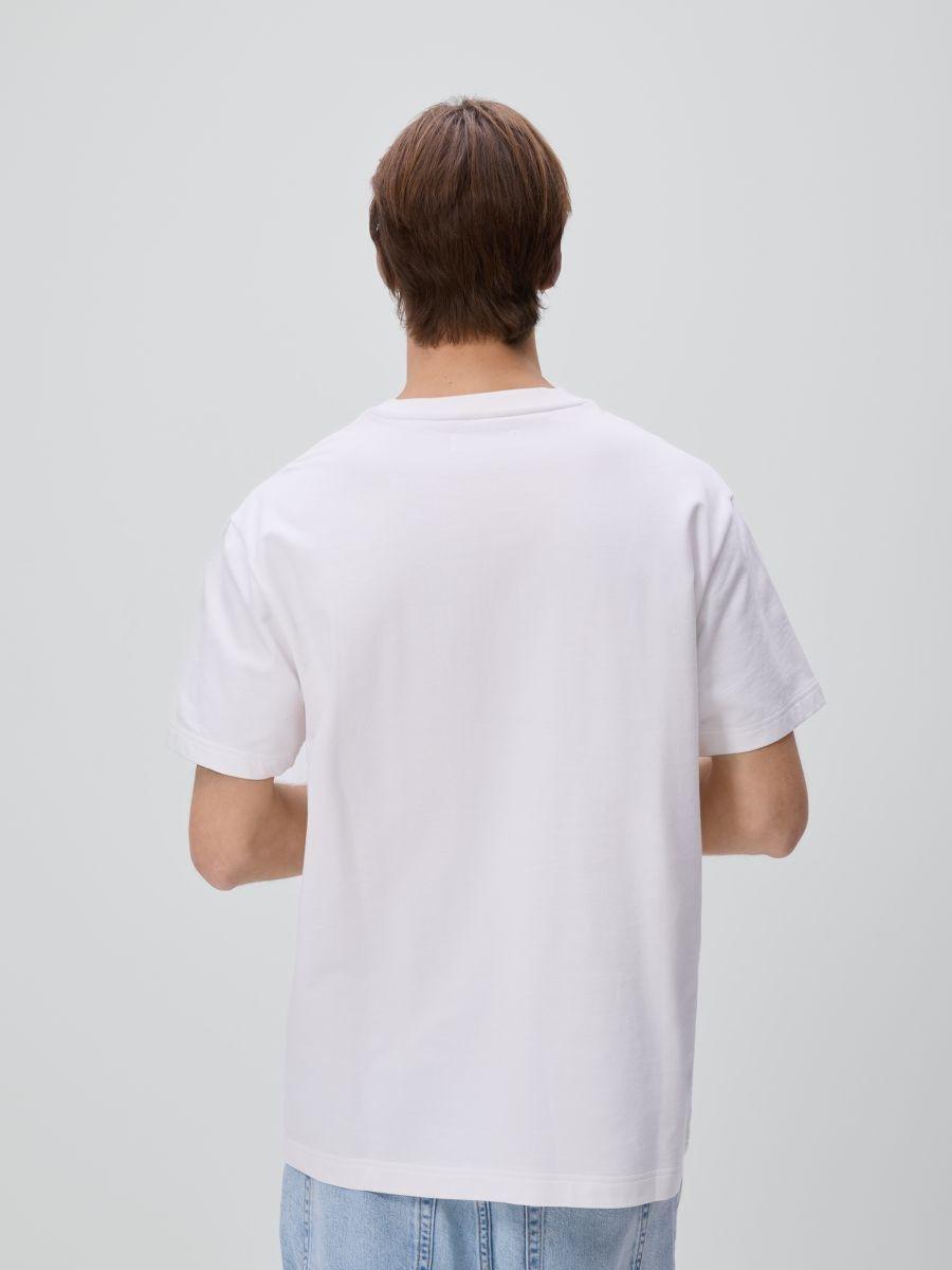 تيشيرت بقصة عادية مطبوع كريمي, Ivory, medium