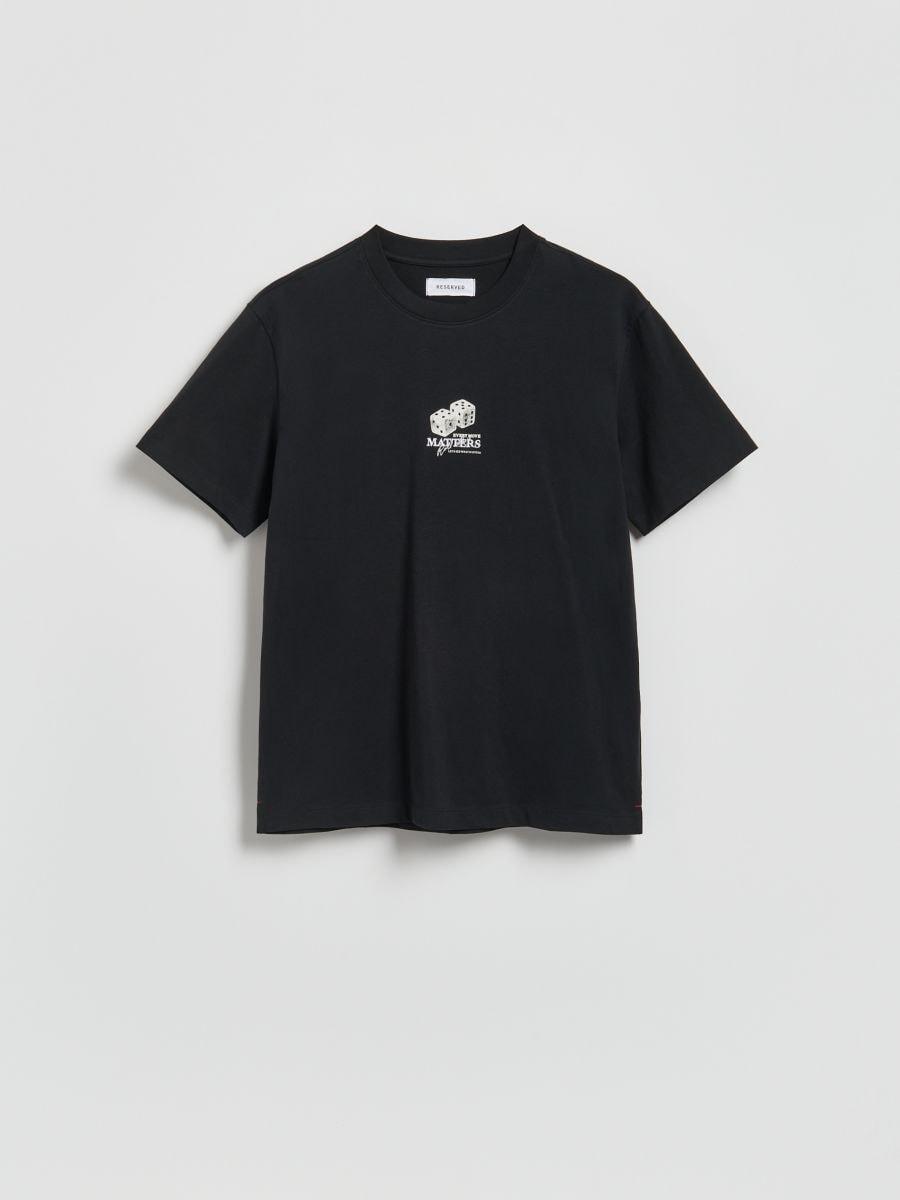 Black Regular Fit Printed T-Shirt, Black, large image number 0