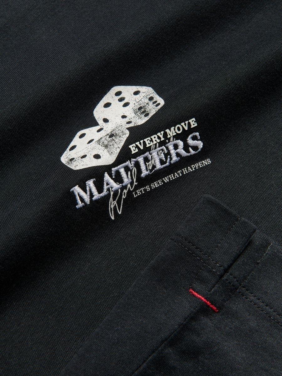 Black Regular Fit Printed T-Shirt, Black, medium