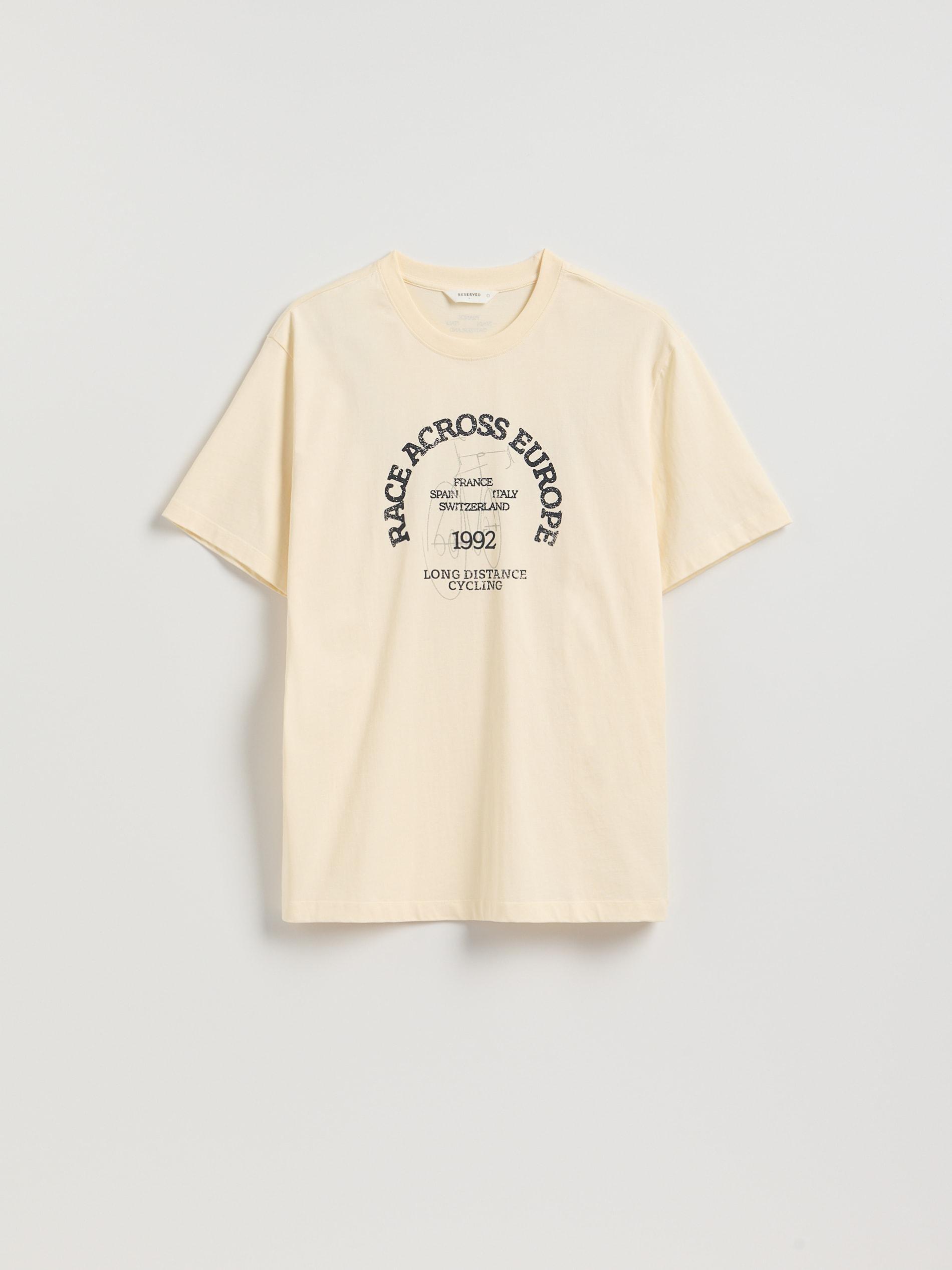 Cream Regular Fit Printed T-Shirt, Ivory, large image number 0