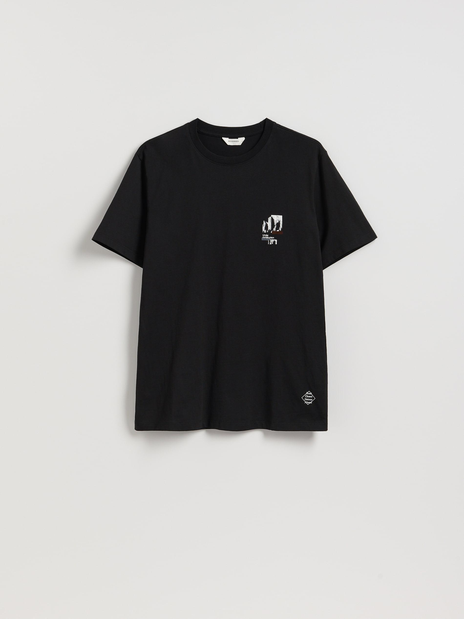 Black Regular Fit T-Shirt With Print, Black, medium