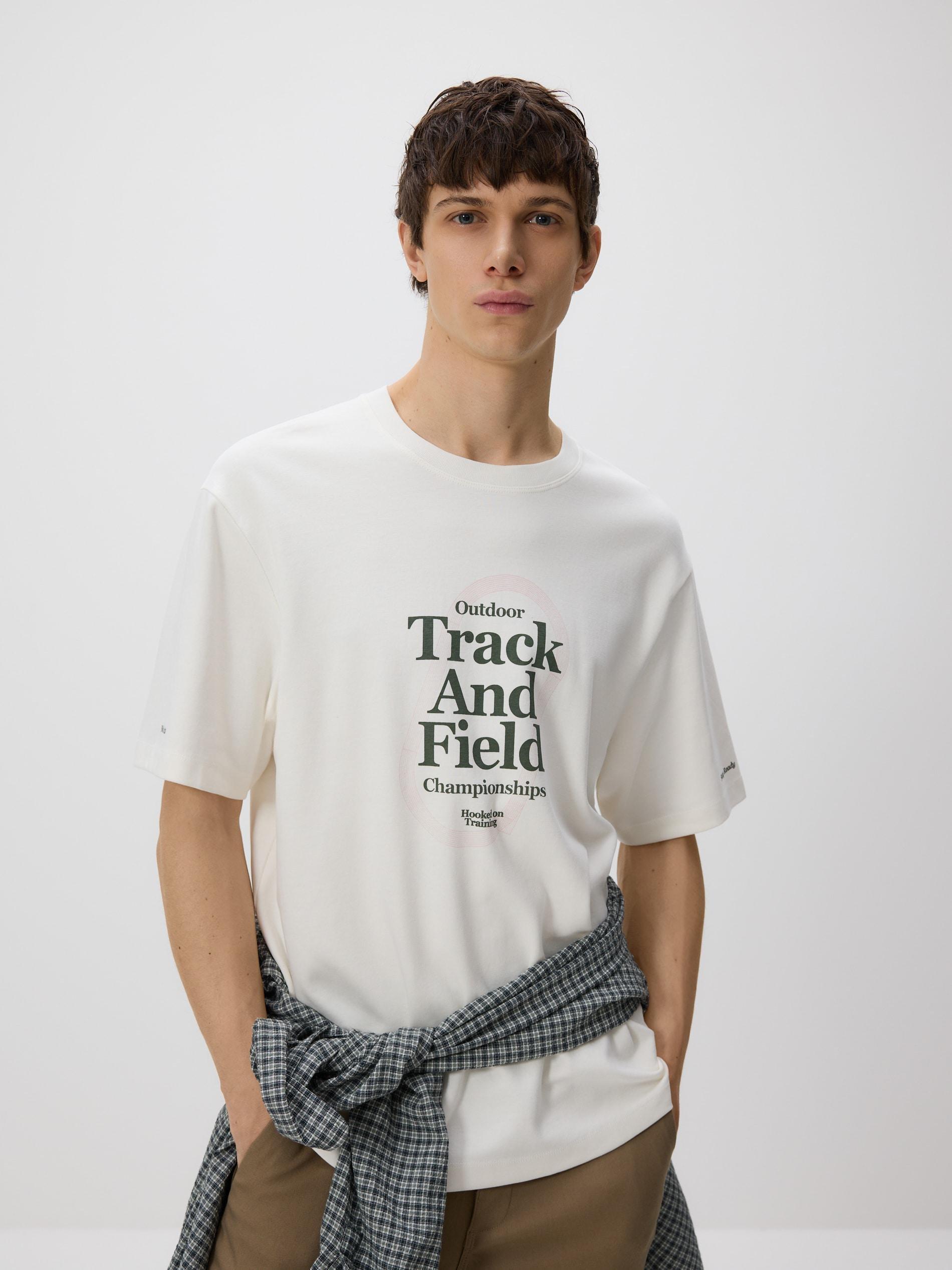 Cream Relaxed Fit T-Shirt With Print, Ivory, medium