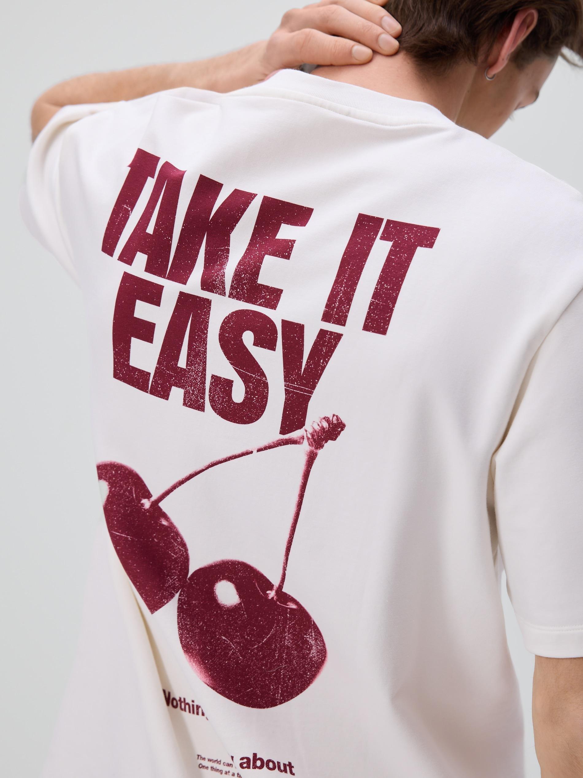 Cream Comfort T-Shirt With Back Print, Ivory, medium