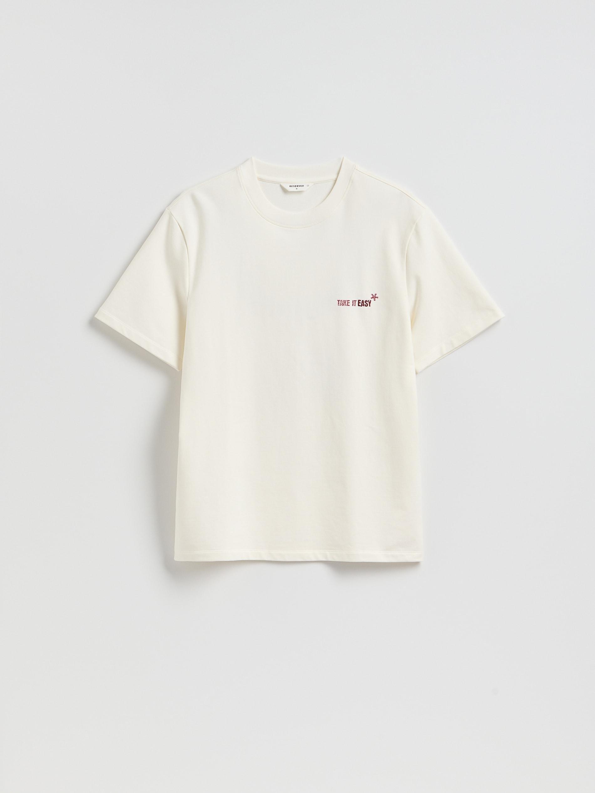 Cream Comfort T-Shirt With Back Print, Ivory, large image number 4