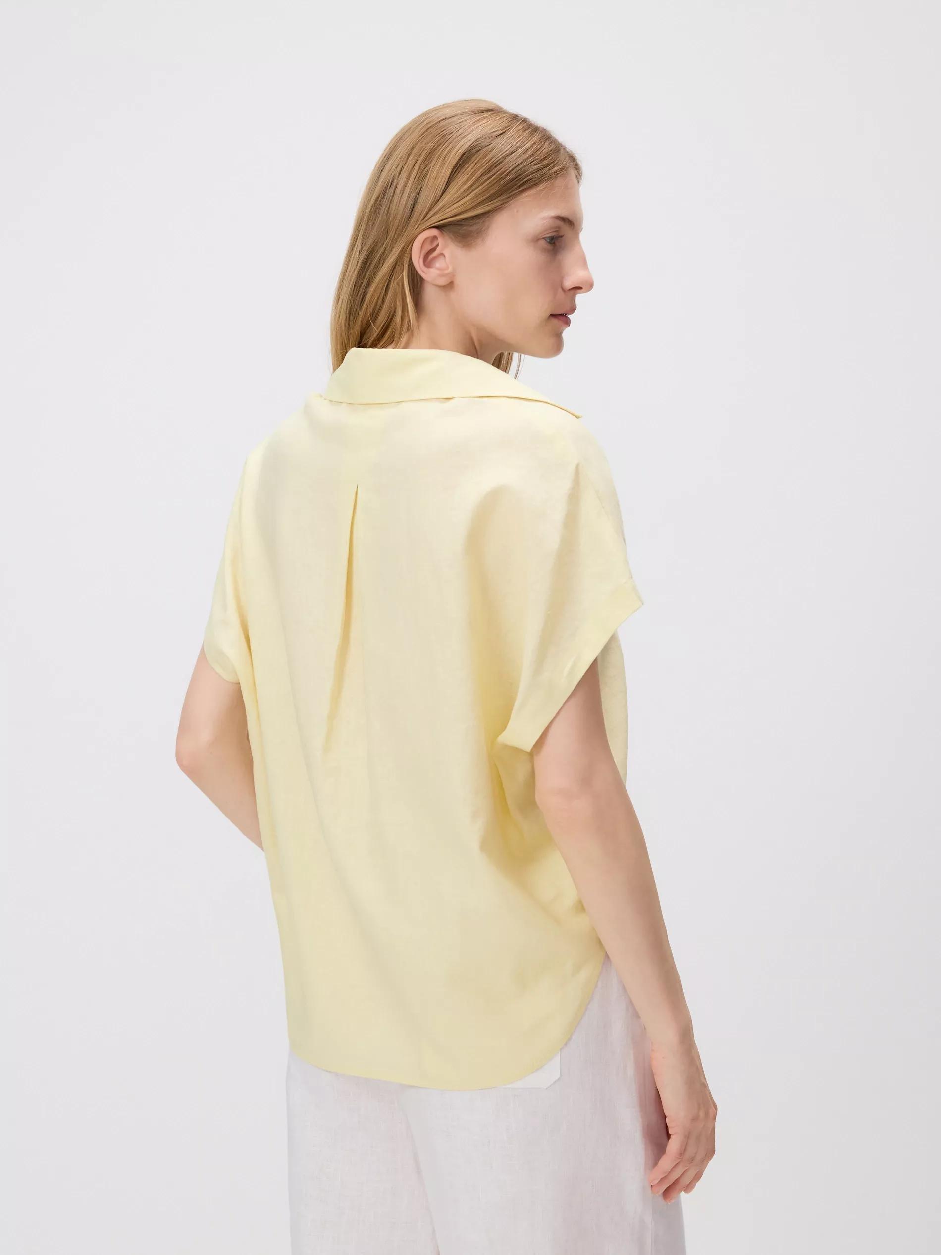 Yellow Linen Rich Shirt With Viscose Blend, Yellow, large image number 3