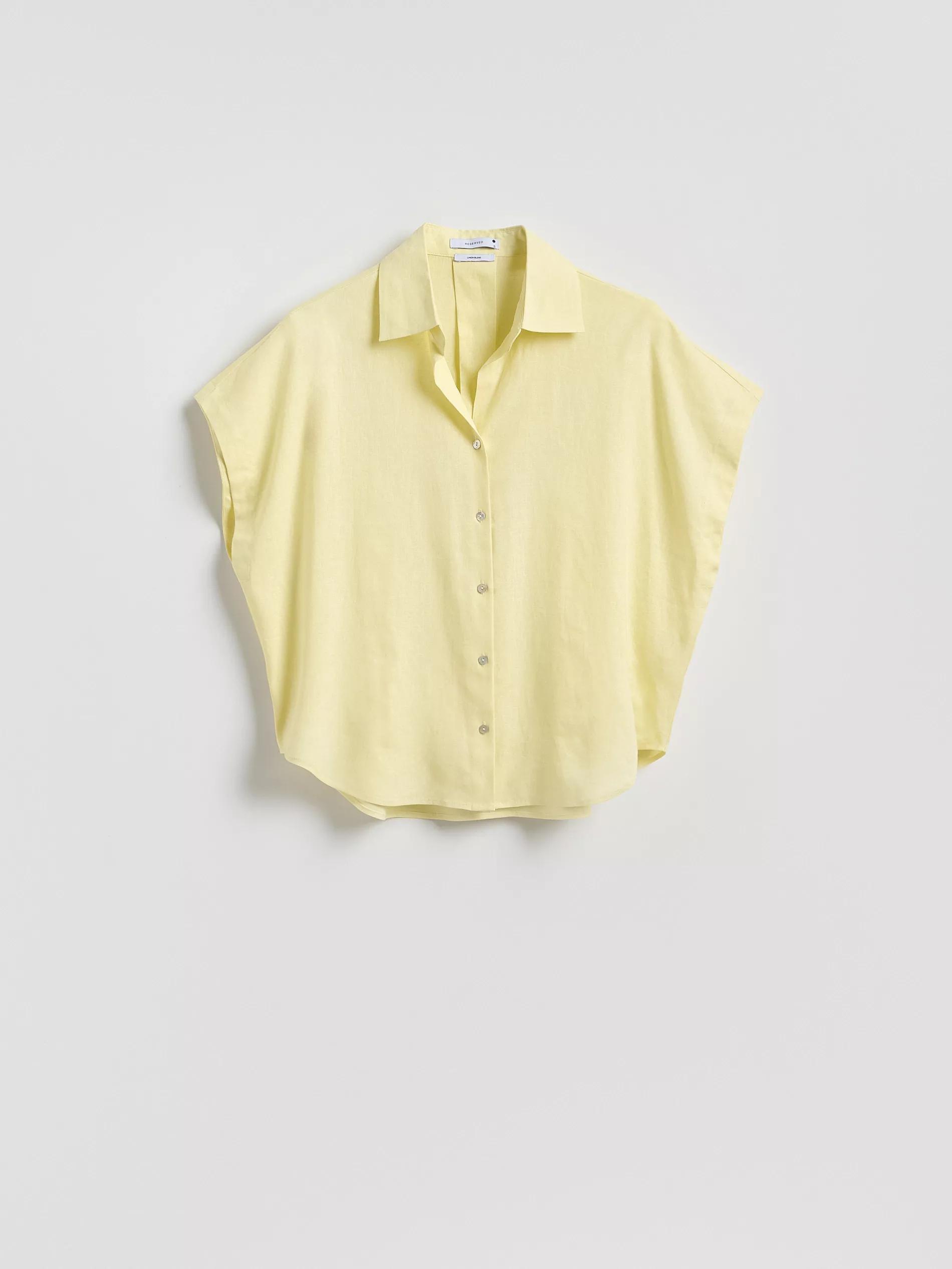 Yellow Linen Rich Shirt With Viscose Blend, Yellow, large image number 4