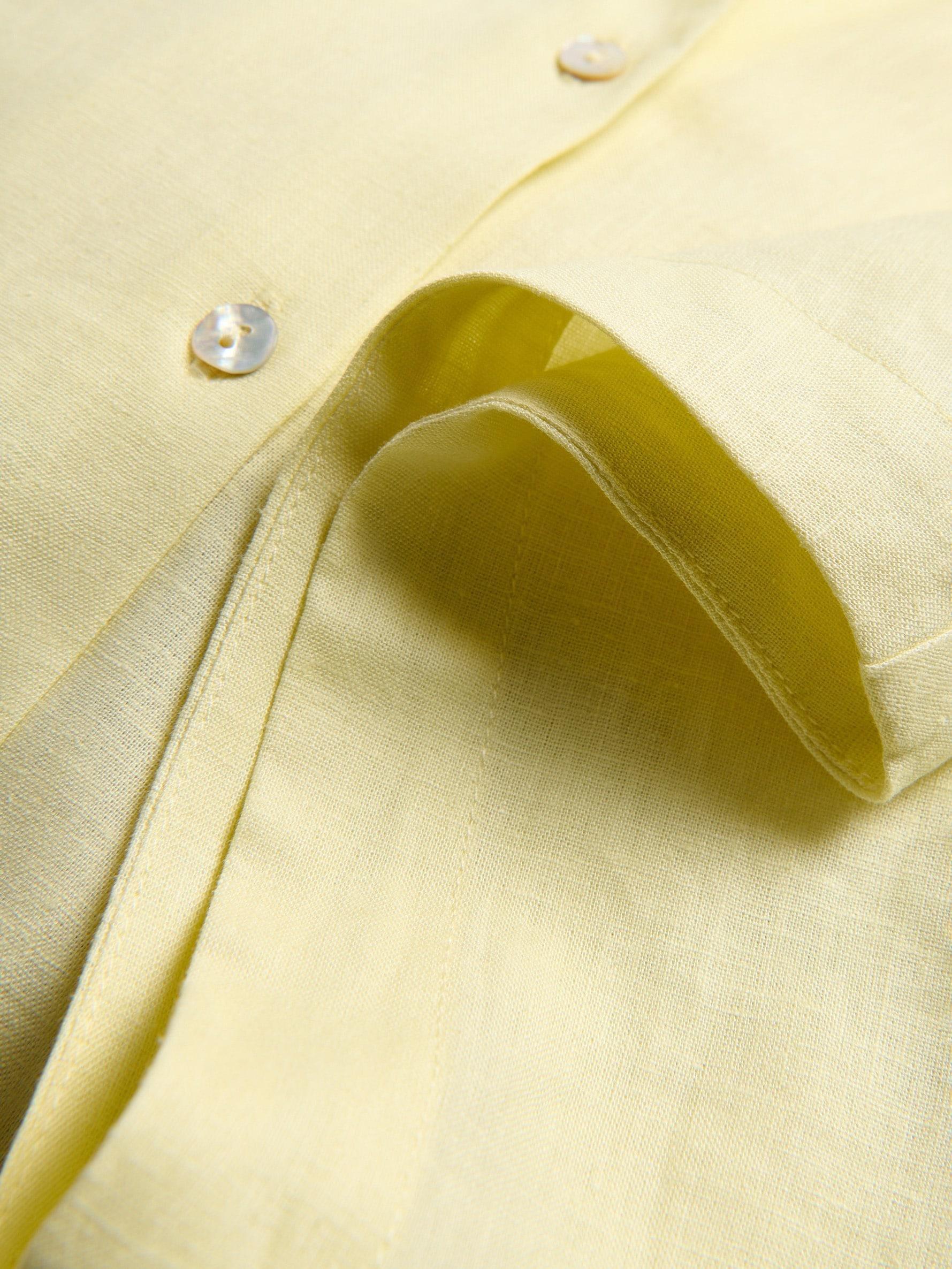 Yellow Linen Rich Shirt With Viscose Blend, Yellow, large image number 5