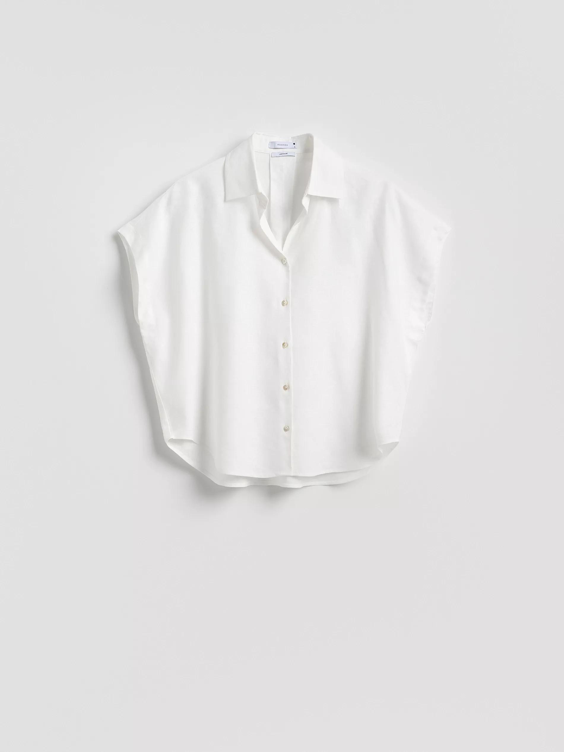 White Linen Rich Shirt With Viscose Blend, 7401_21X, large image number 0