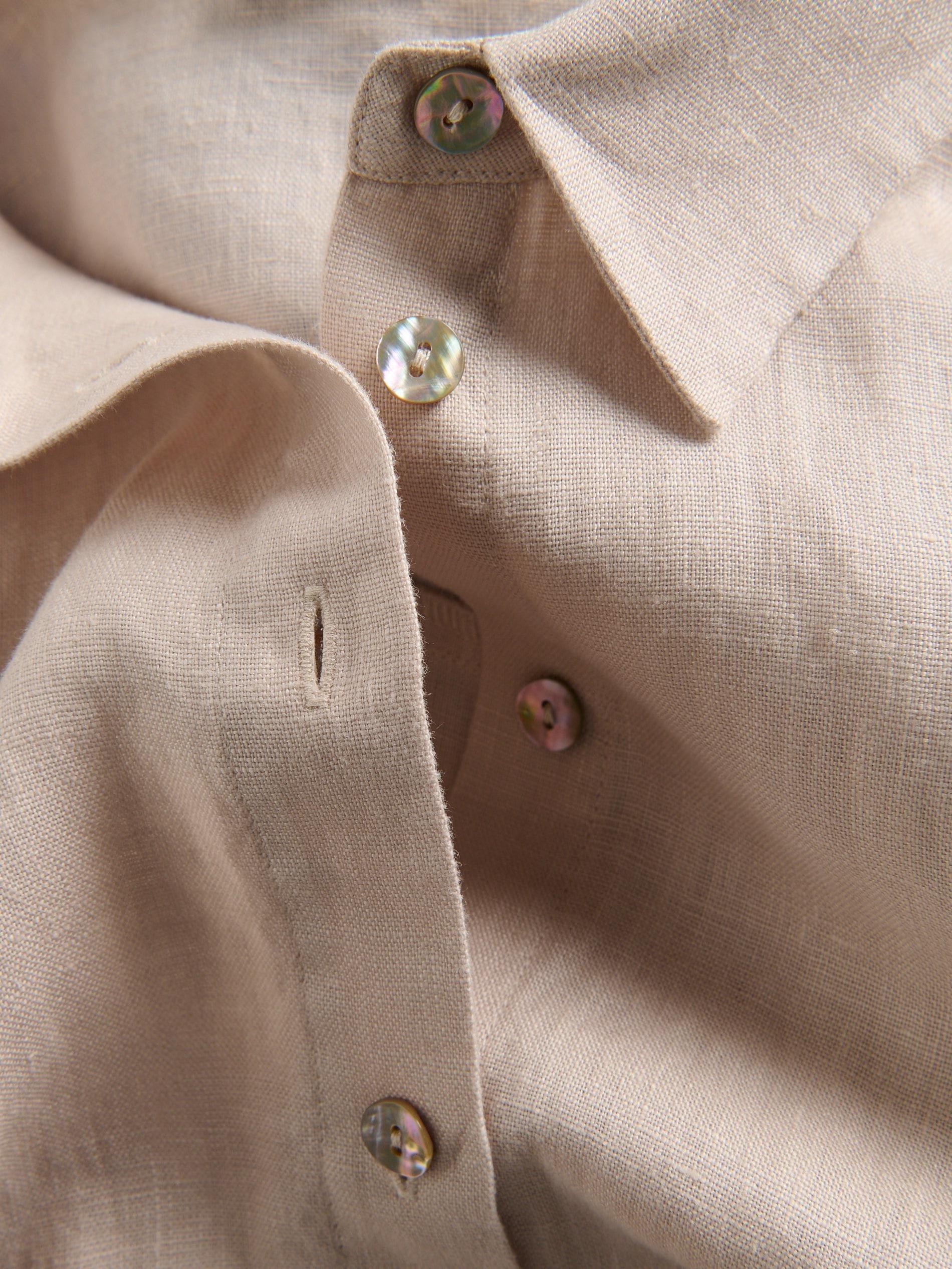 Beige Long Linen Shirt, , large image number 5