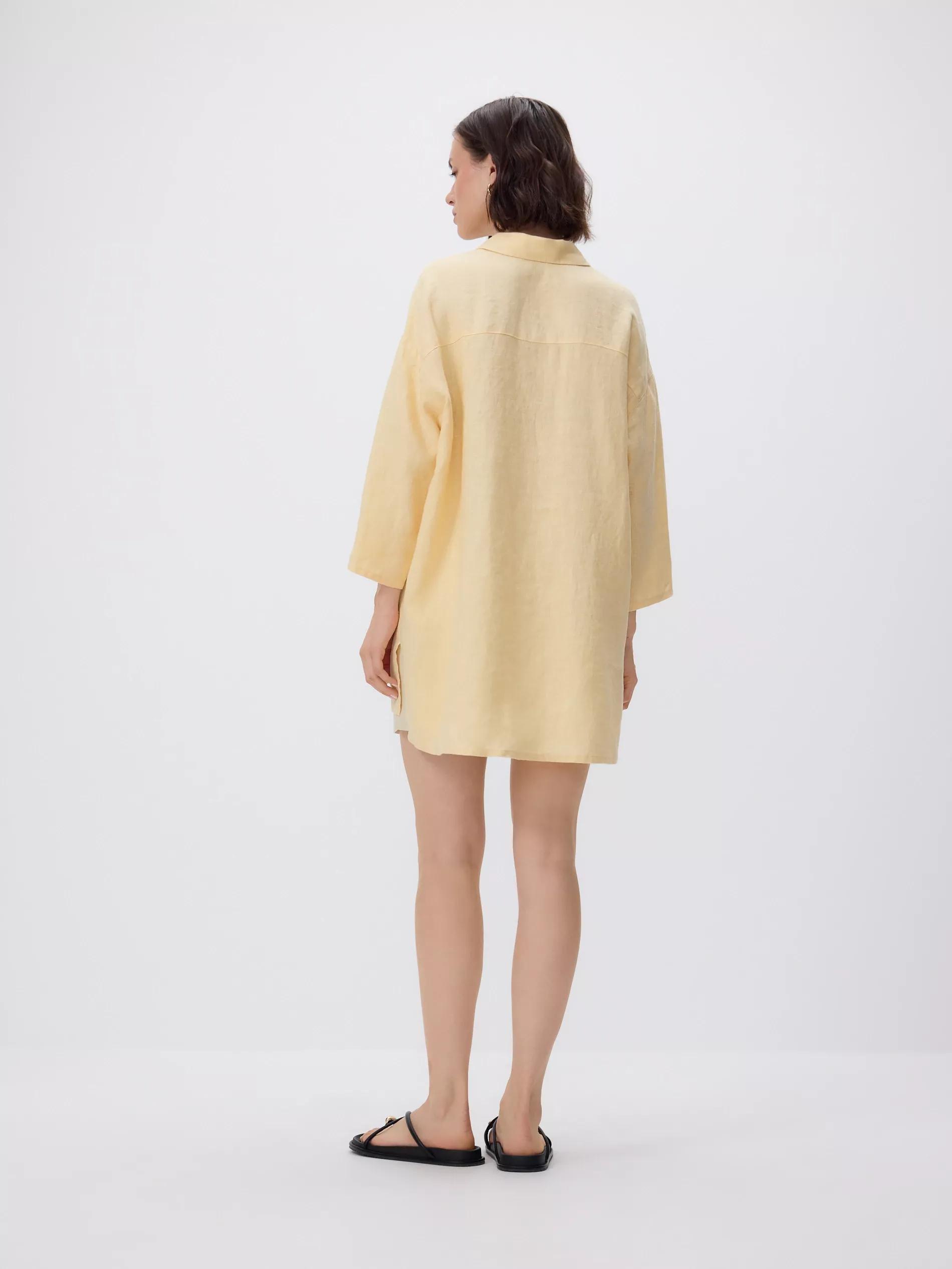 Yellow Long Linen Shirt, , large image number 1