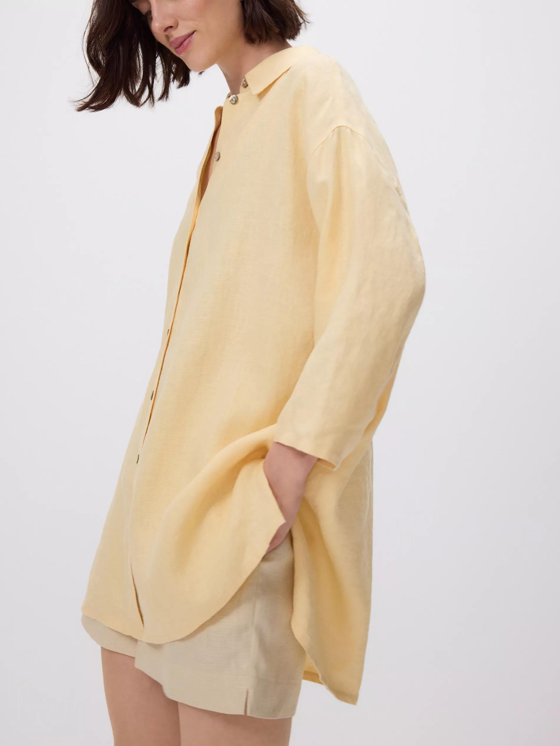 Yellow Long Linen Shirt, , large image number 2
