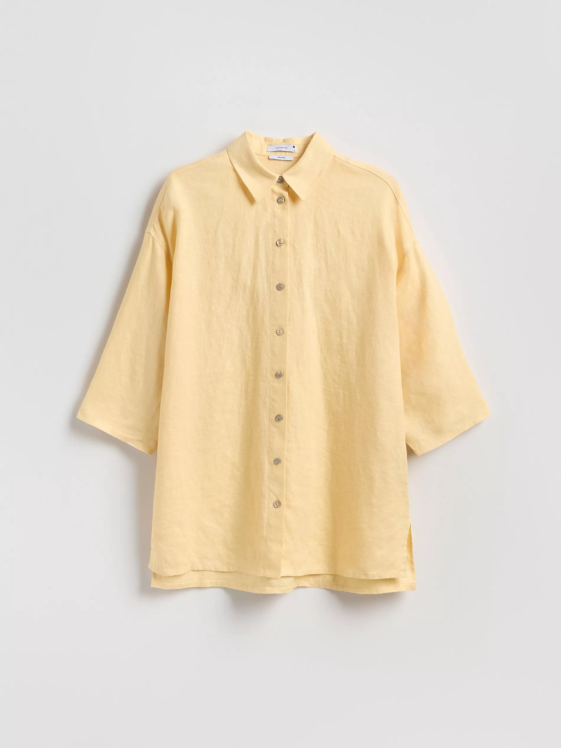 Yellow Long Linen Shirt, , large image number 4