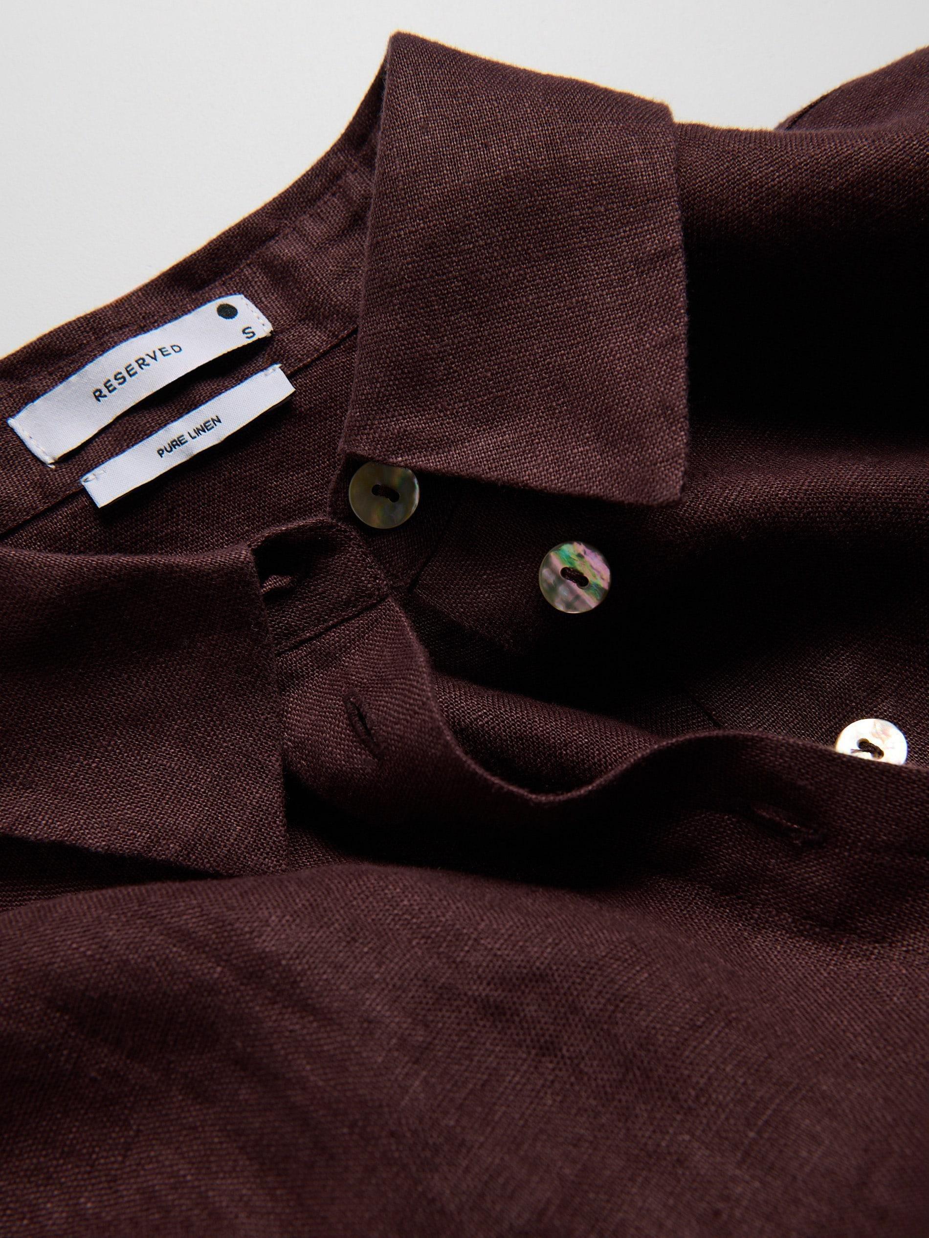 Brown Long Linen Shirt, Brown, large image number 5