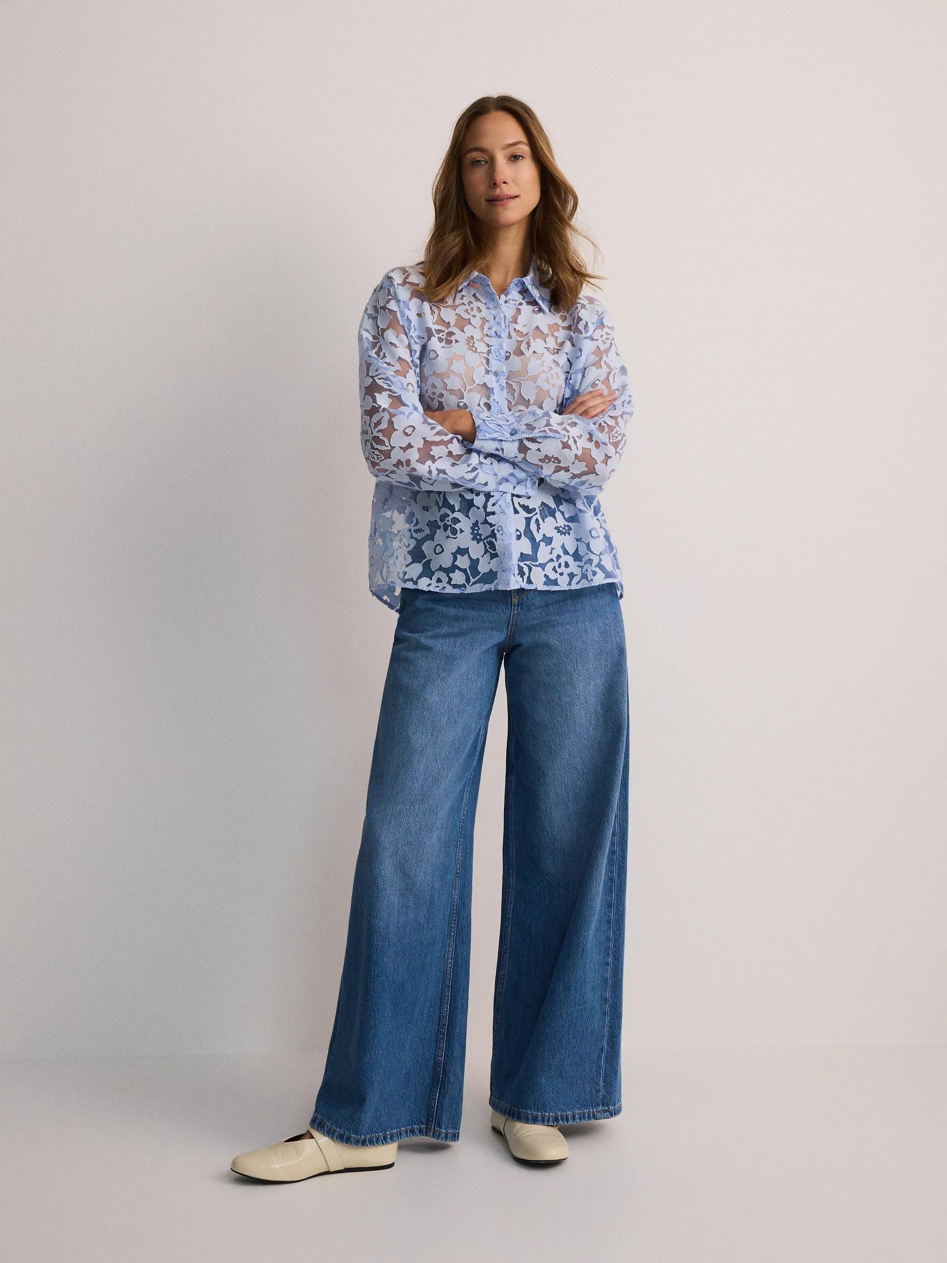 Blue Patterned Viscose Shirt, , large image number 2