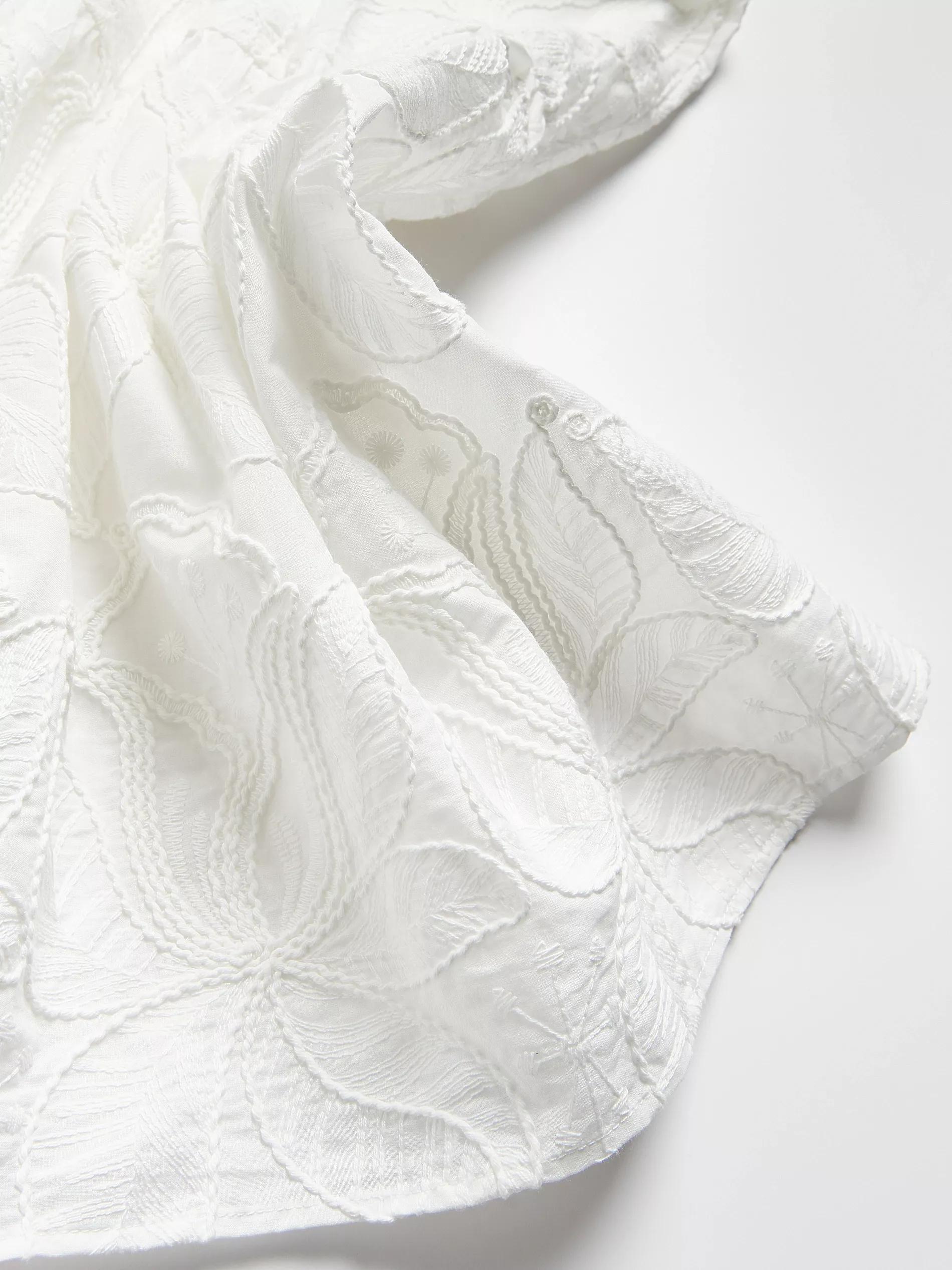 White Midi Skirt With Embroidery, White, large image number 5
