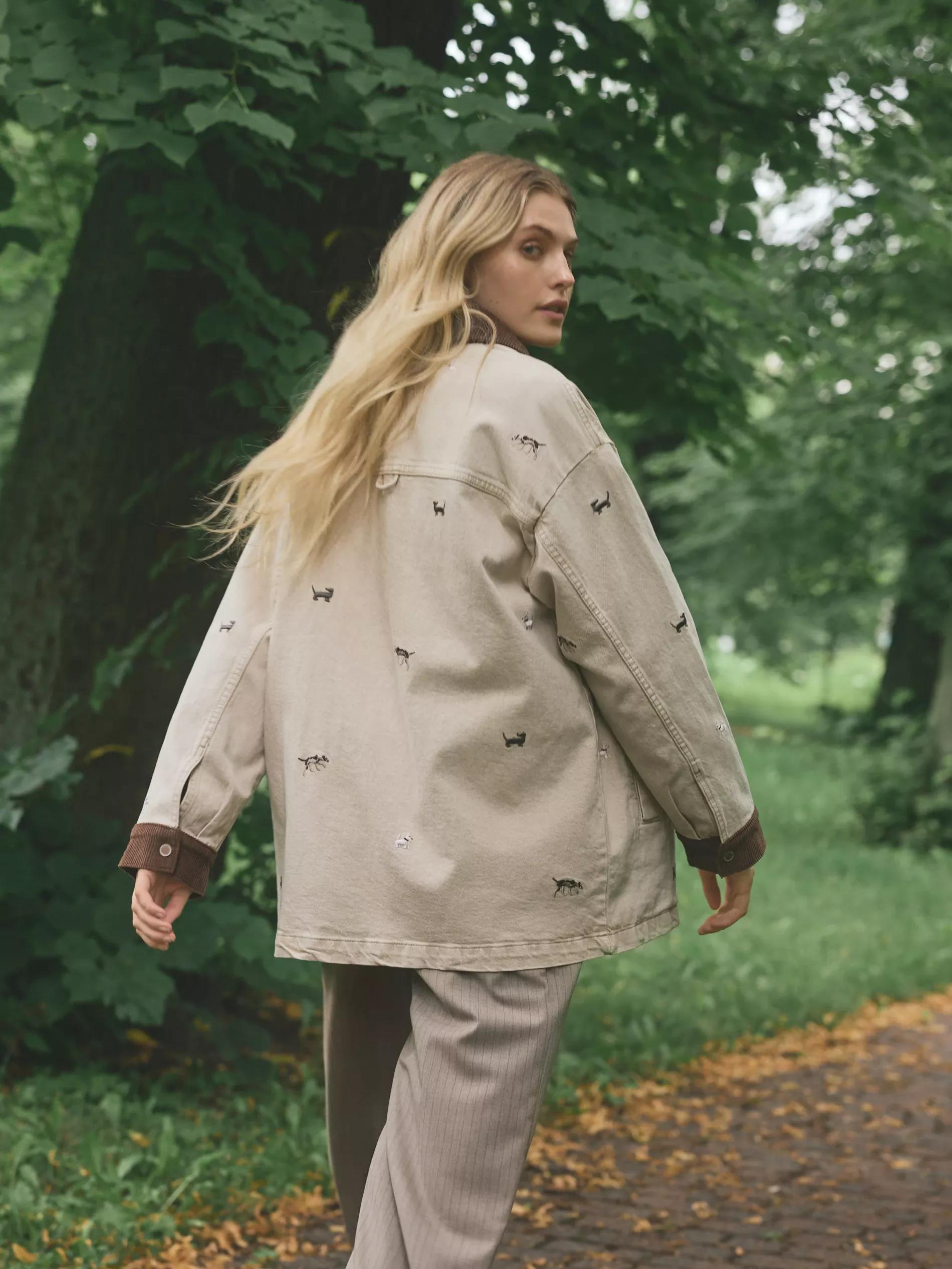 Beige Wide Leg Stripe Trousers, Beige, large image number 4