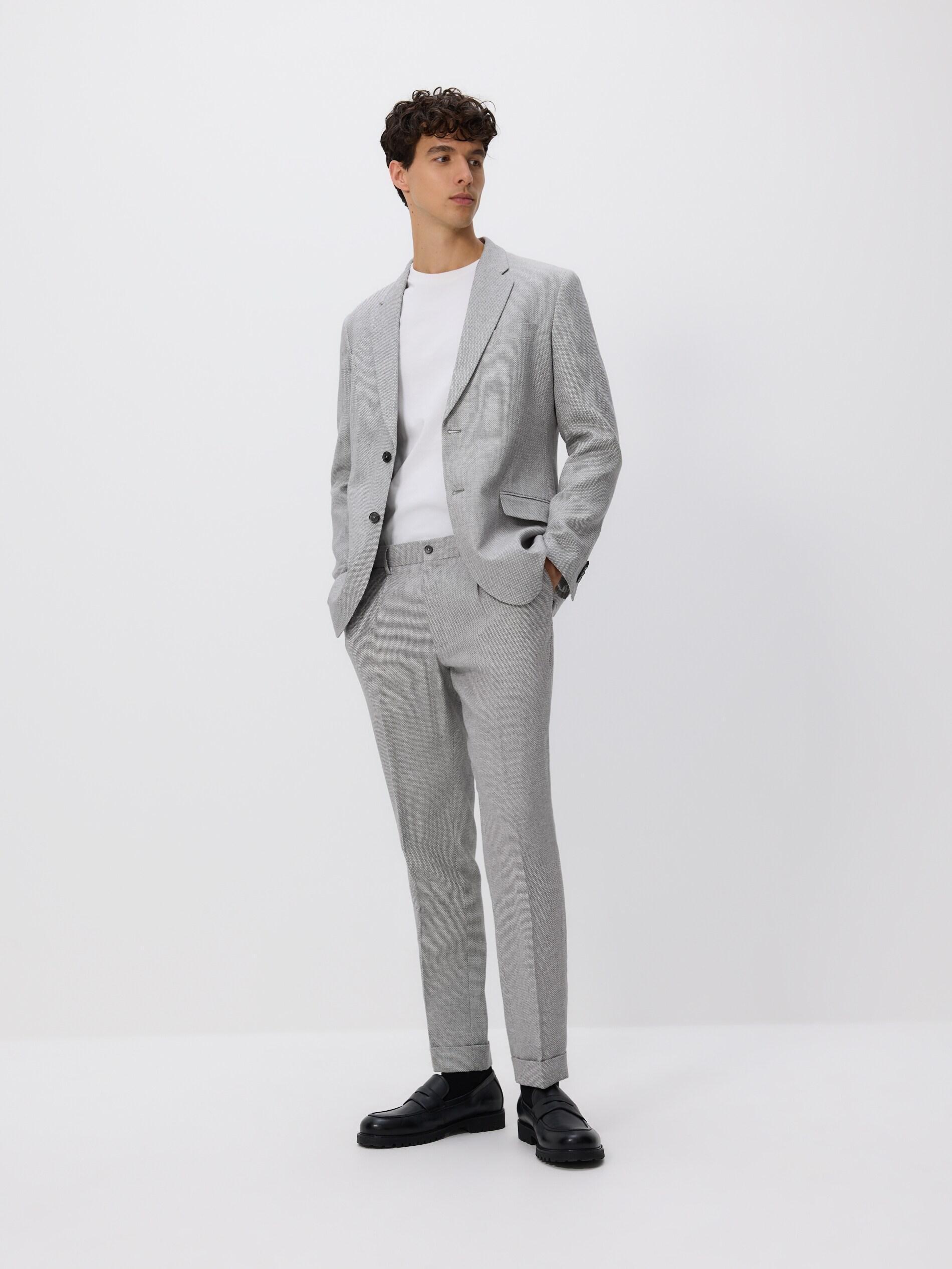 بنطال بدلة خليط كتان رمادي فاتح, Light grey, large image number 0