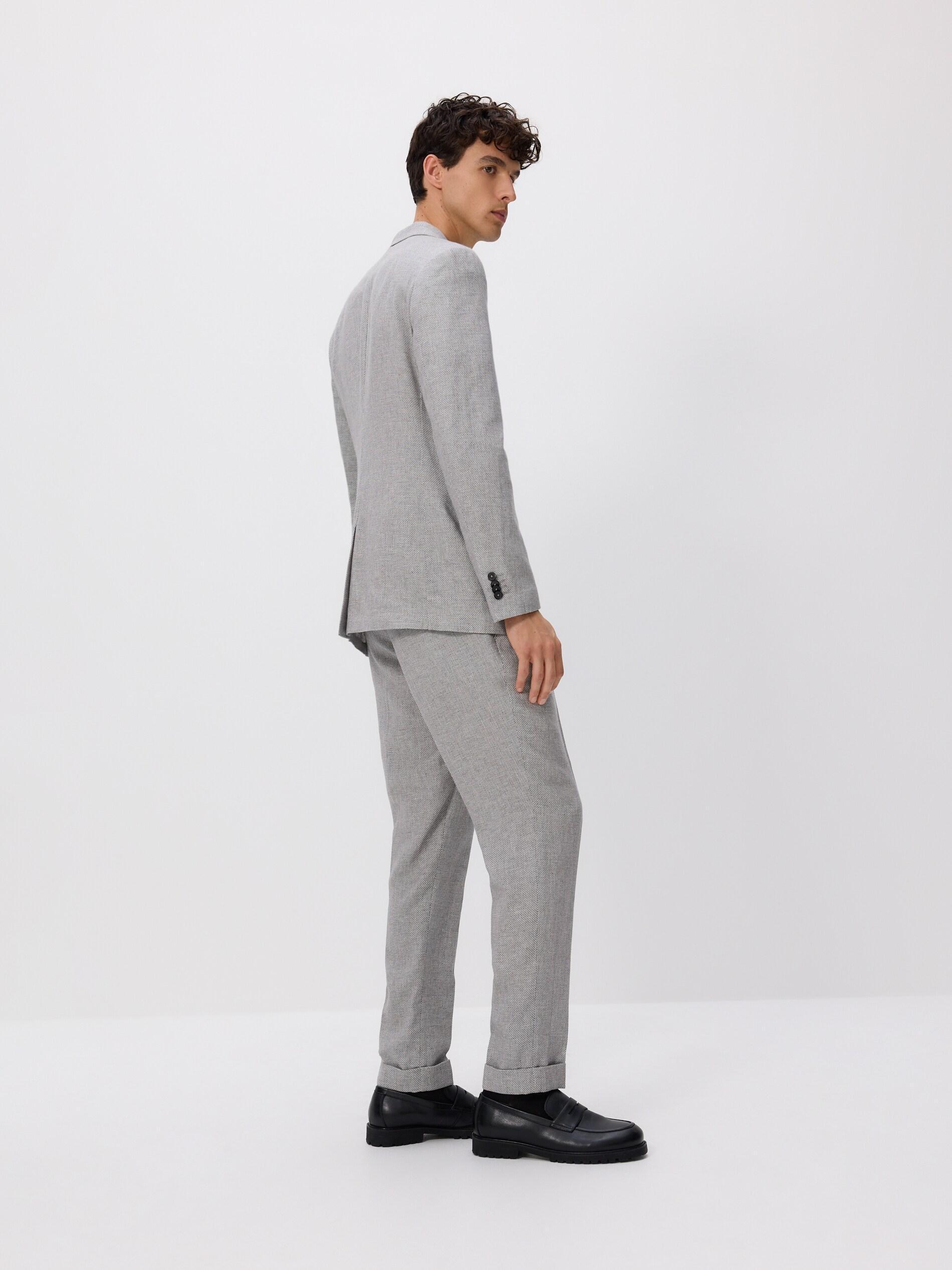 Grey Linen Blend Suit Trousers, Light grey, large image number 3