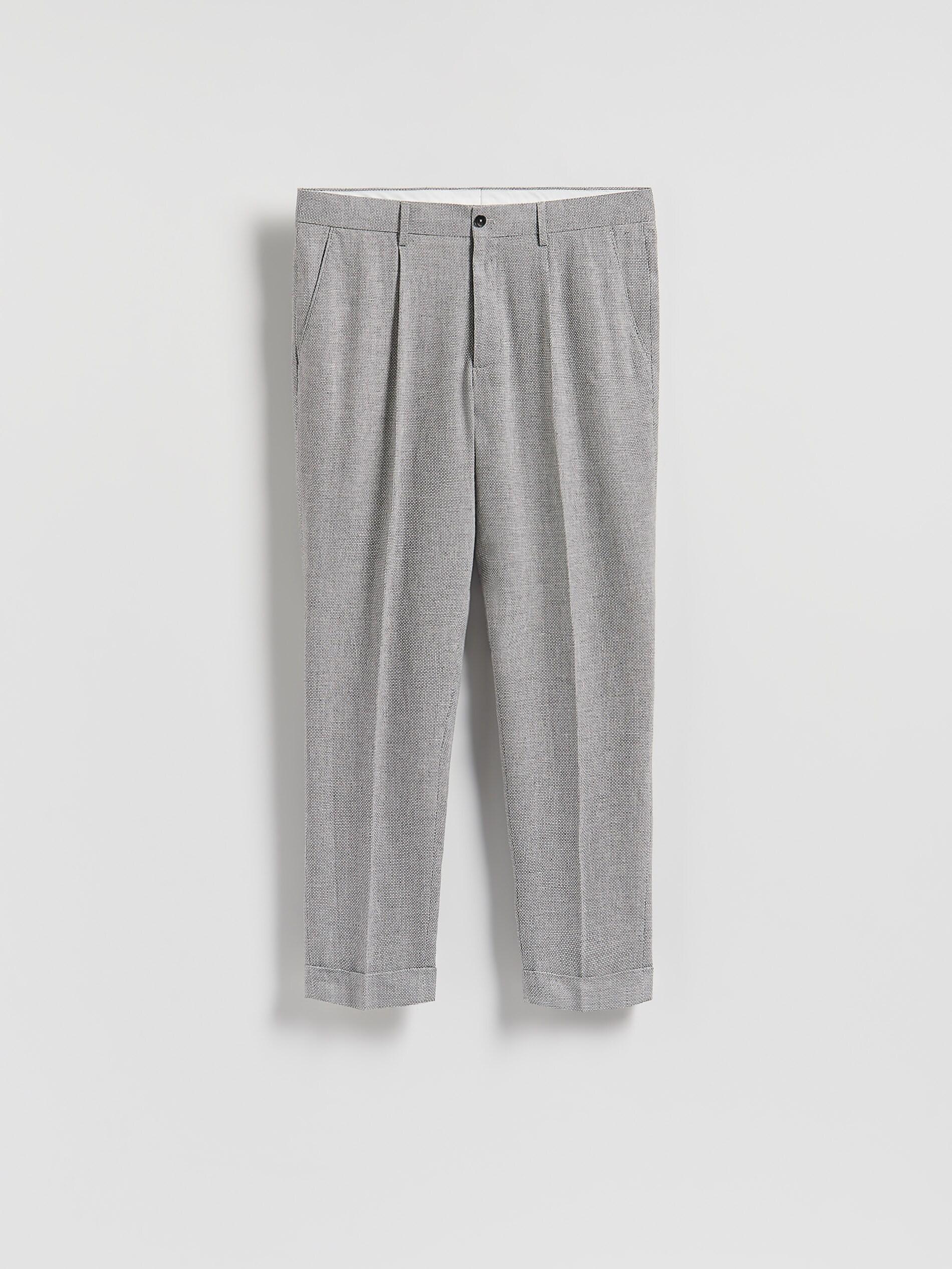 Grey Linen Blend Suit Trousers, Light grey, large image number 4