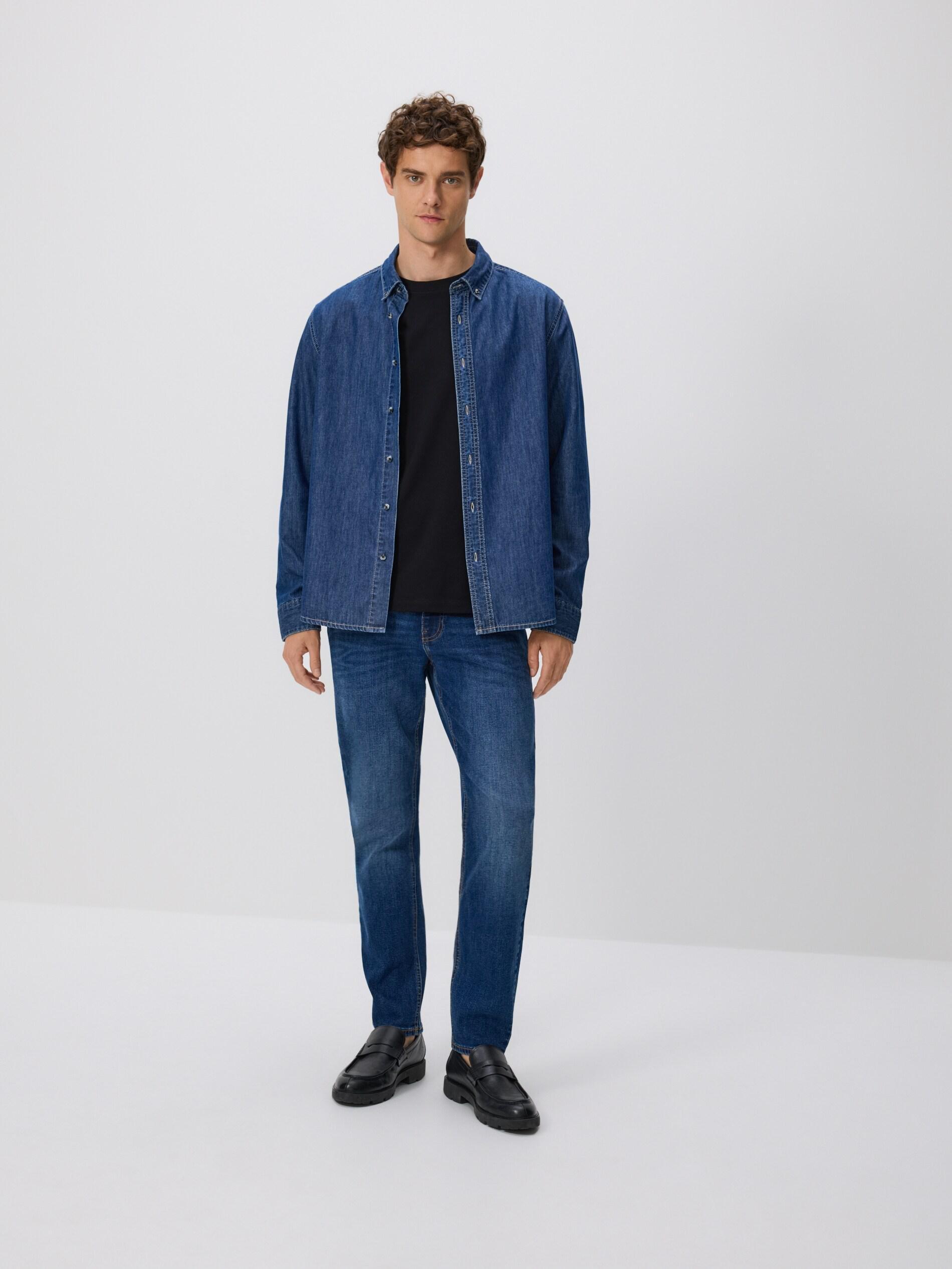 Navy Slim Jeans With Wash Effect, Navy, medium