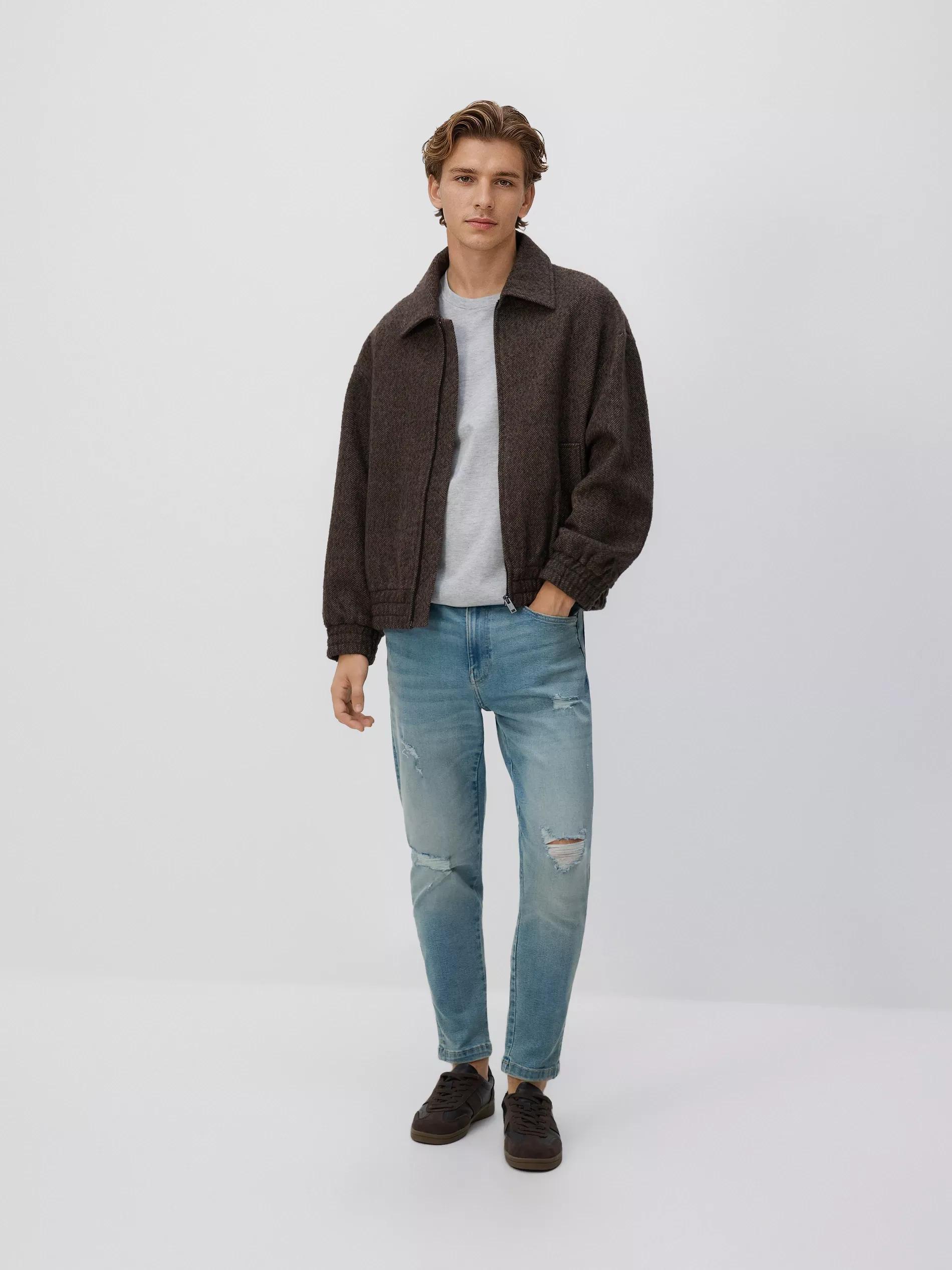 Blue Jeans Distressed Carrot Slim Jeans, Blue, medium