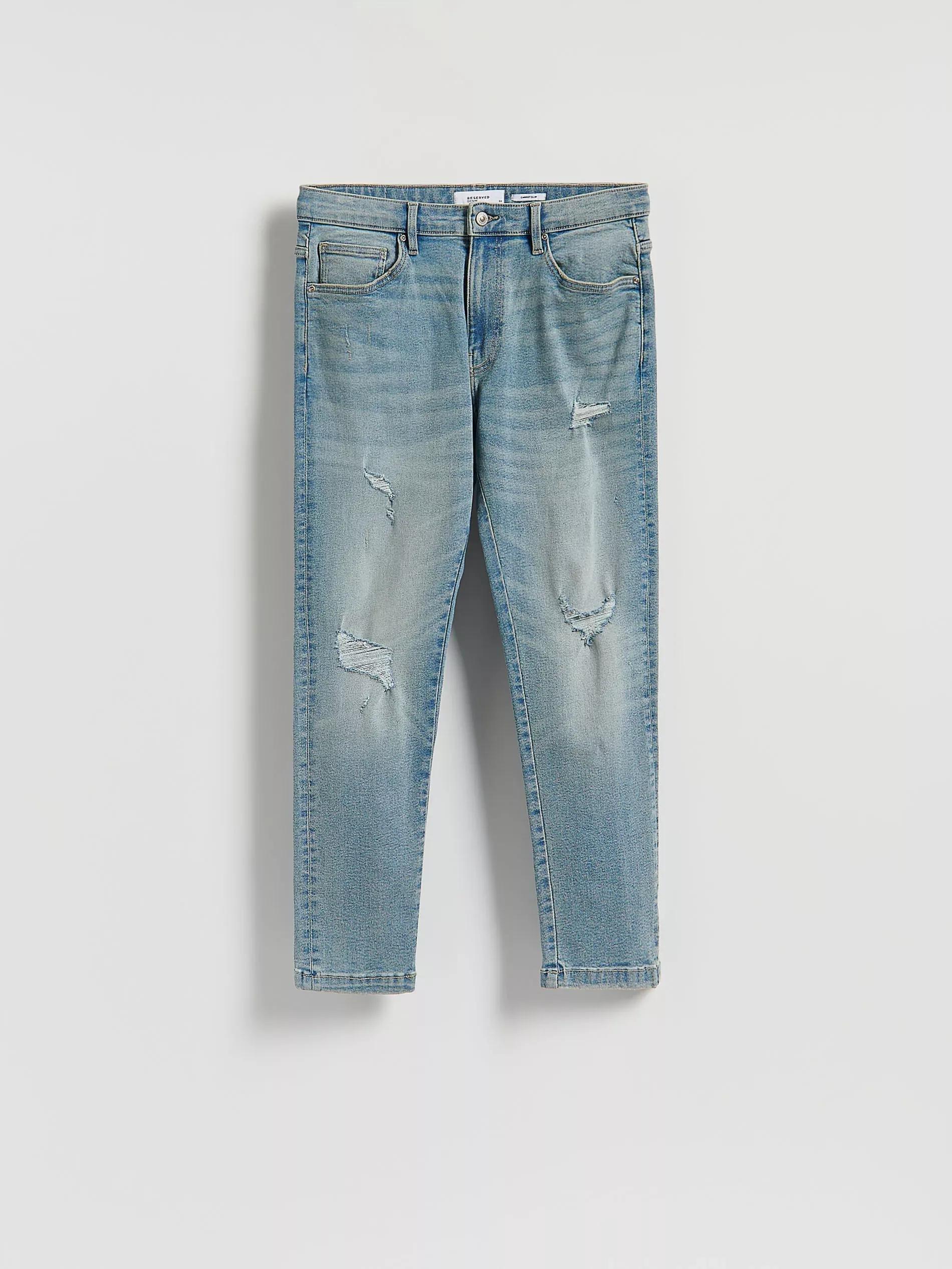 Blue Jeans Distressed Carrot Slim Jeans, Blue, large image number 3