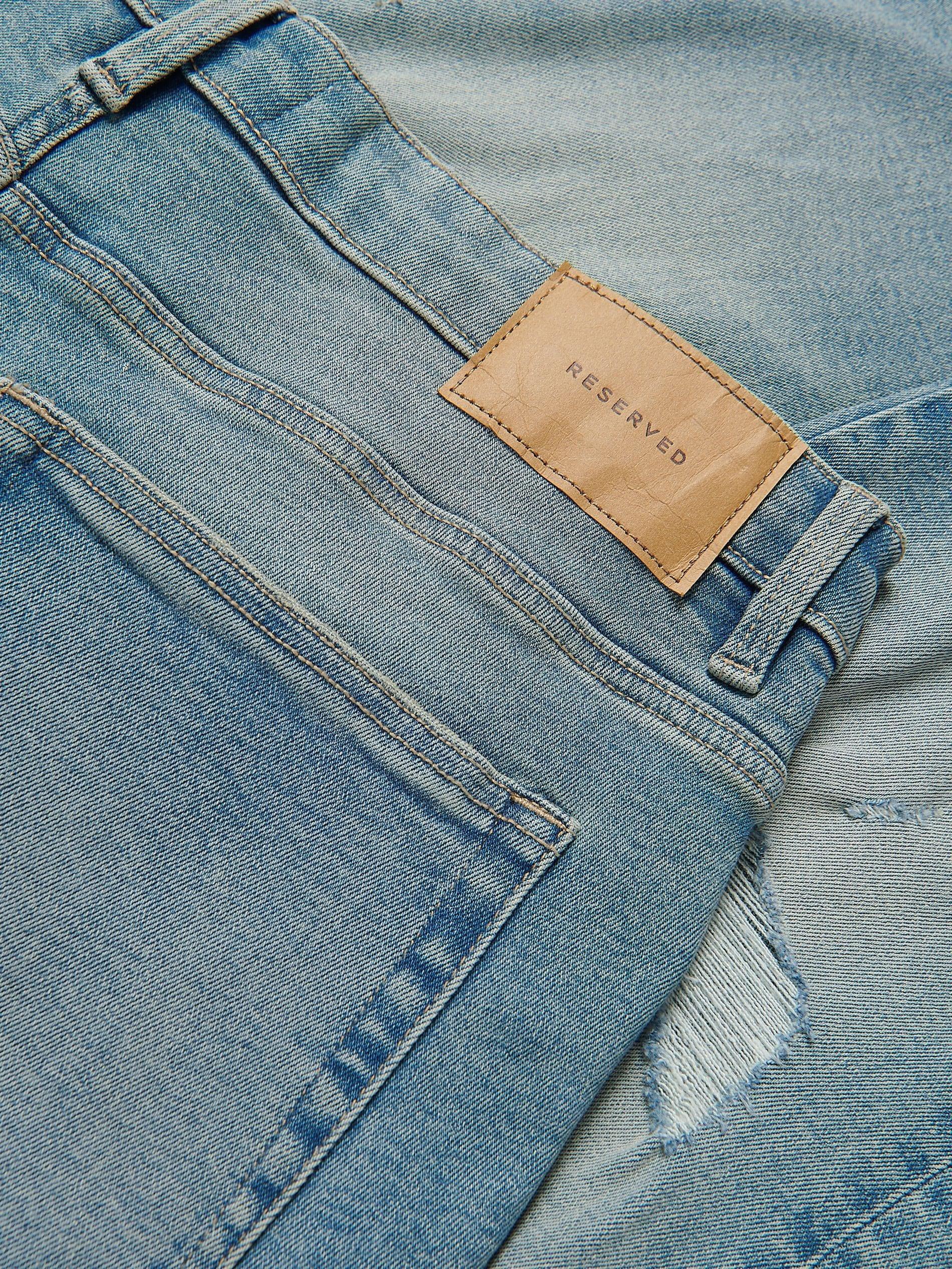 Blue Jeans Distressed Carrot Slim Jeans, Blue, large image number 4