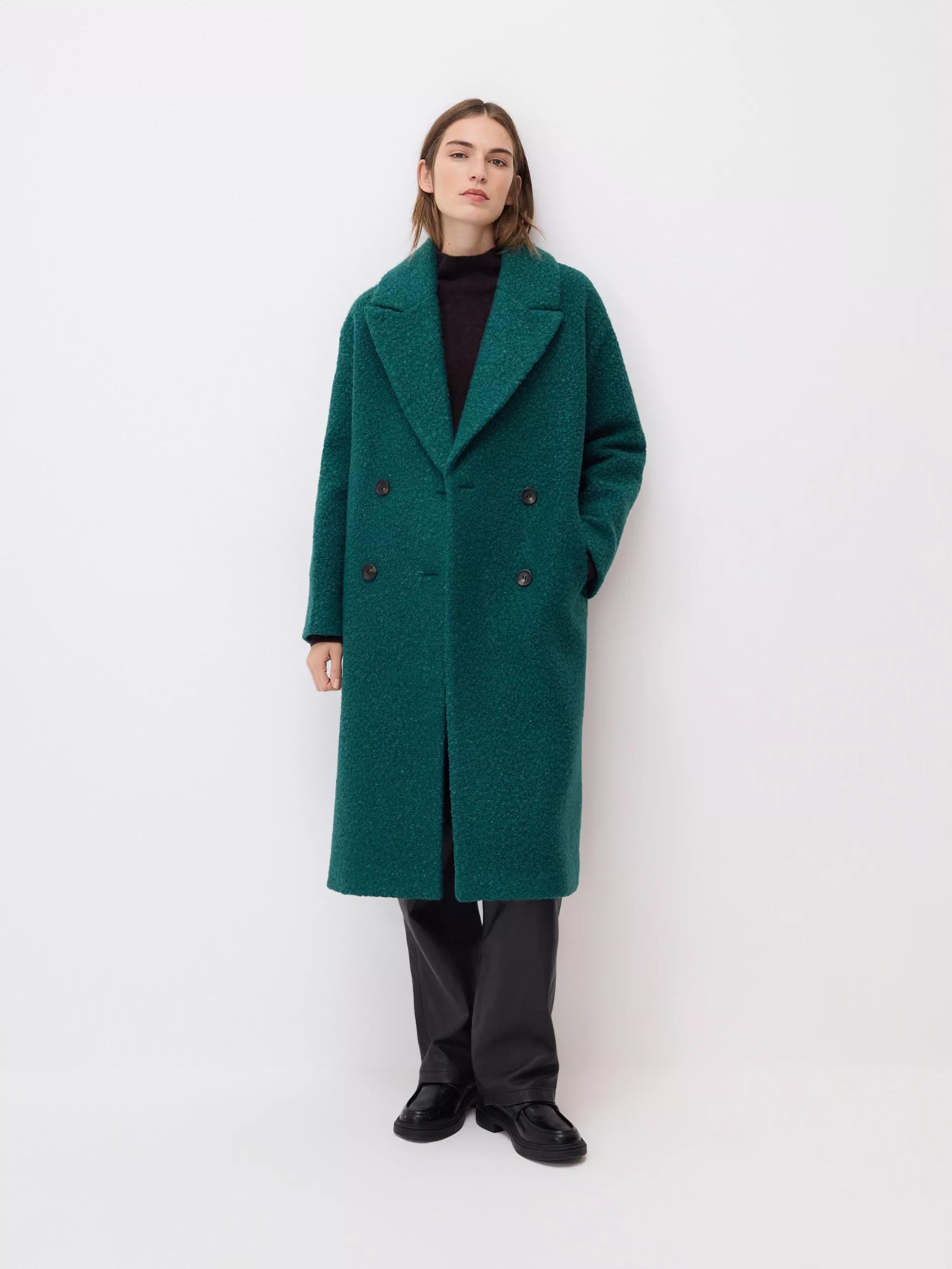 Green Double Breasted Oversized Coat, Turquoise, large image number 0