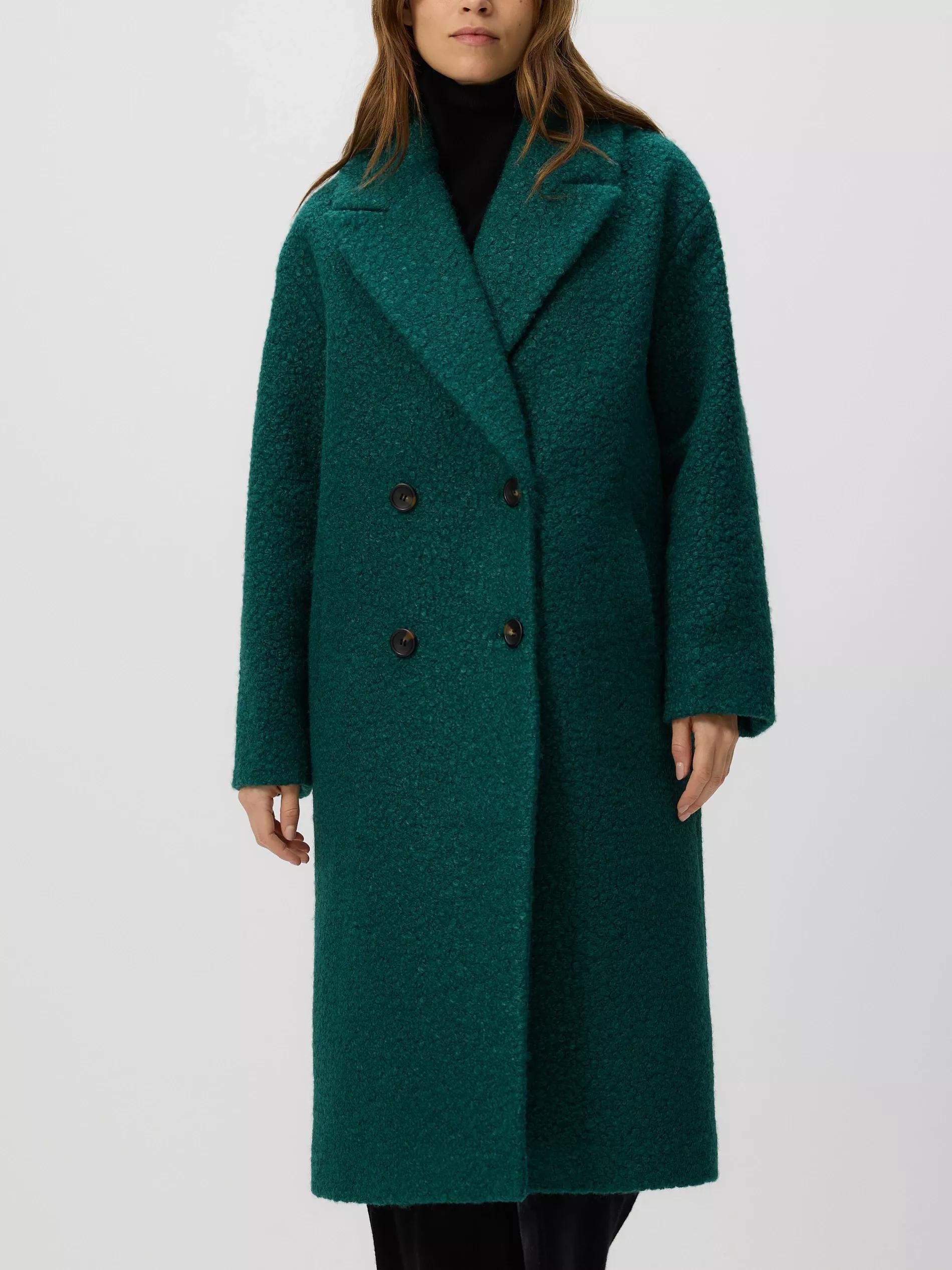 Green Double Breasted Oversized Coat, Turquoise, large image number 1