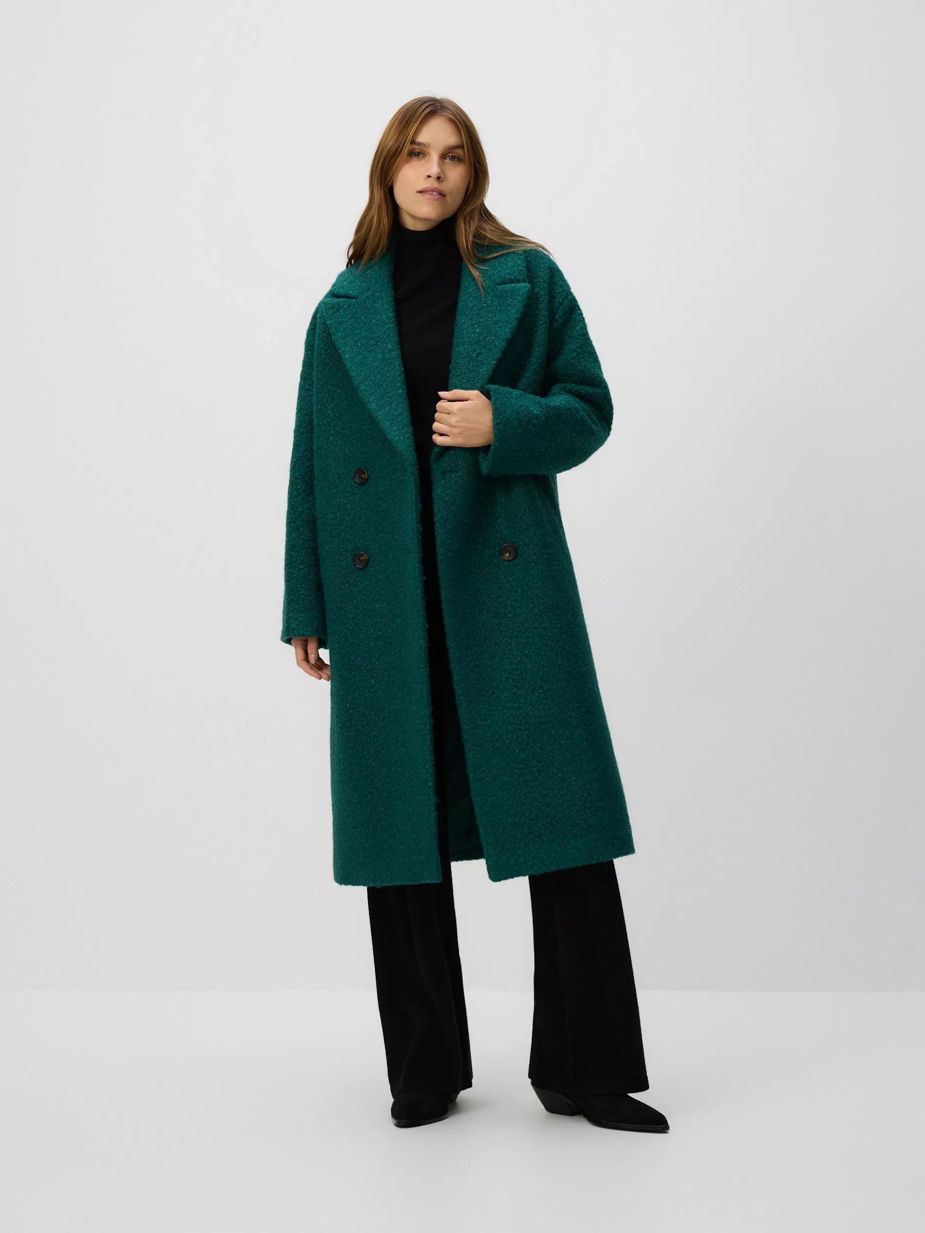 Green Double Breasted Oversized Coat, Turquoise, large image number 2