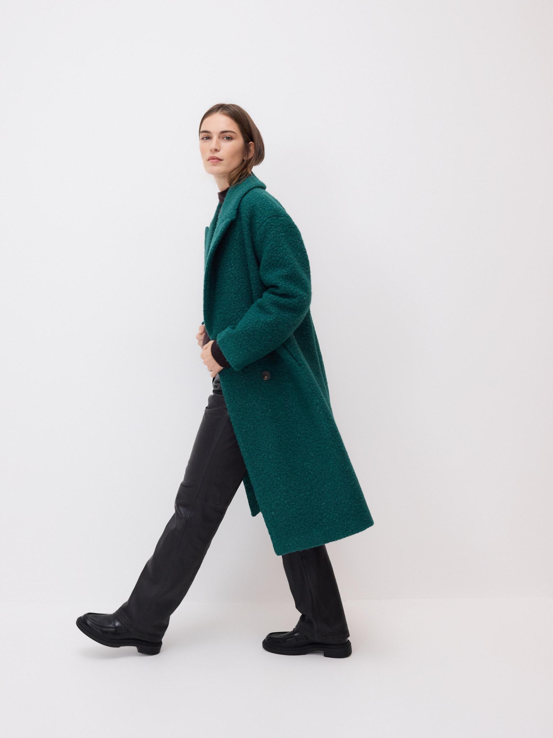 Green Double Breasted Oversized Coat, Turquoise, large image number 2