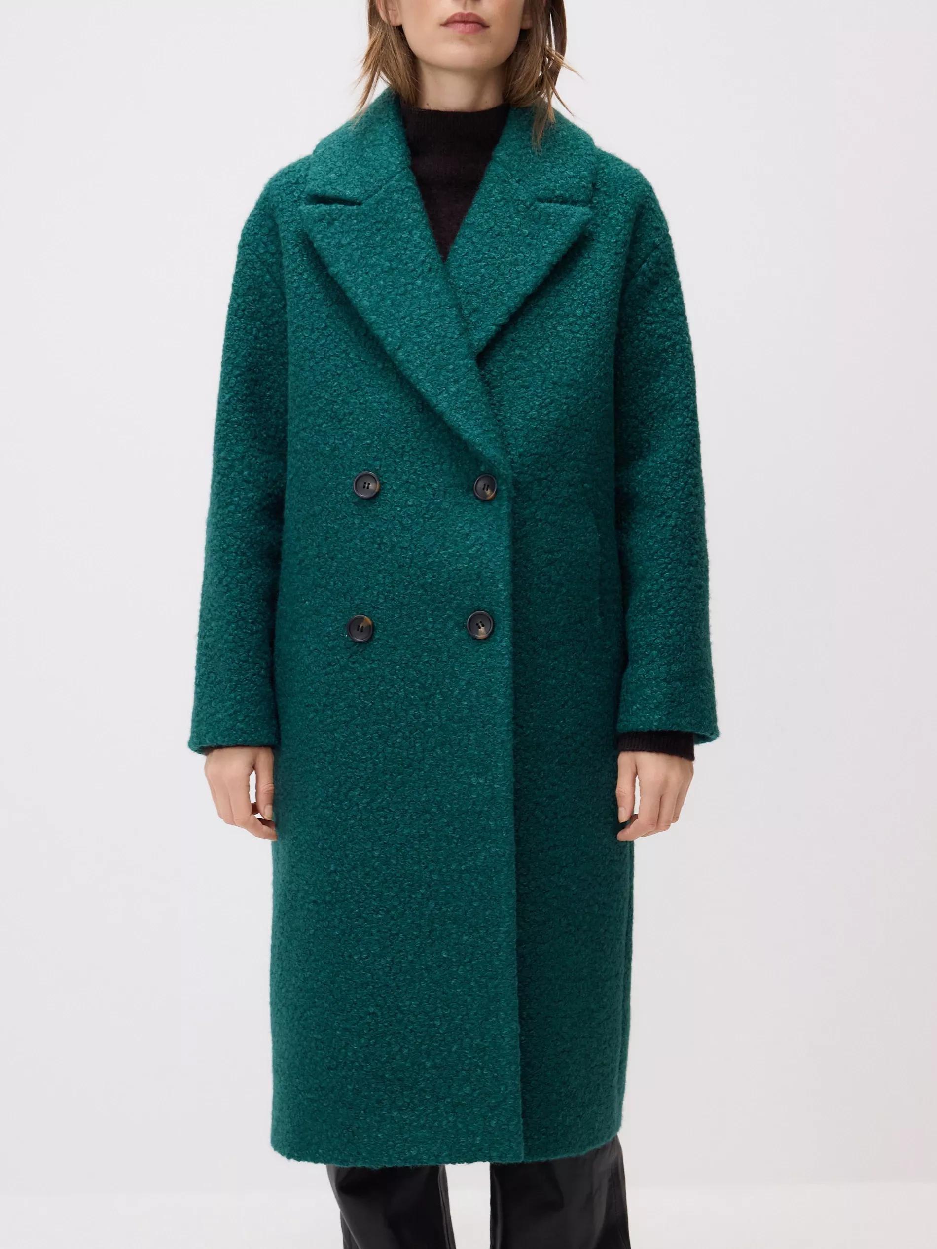Green Double Breasted Oversized Coat, Turquoise, large image number 4