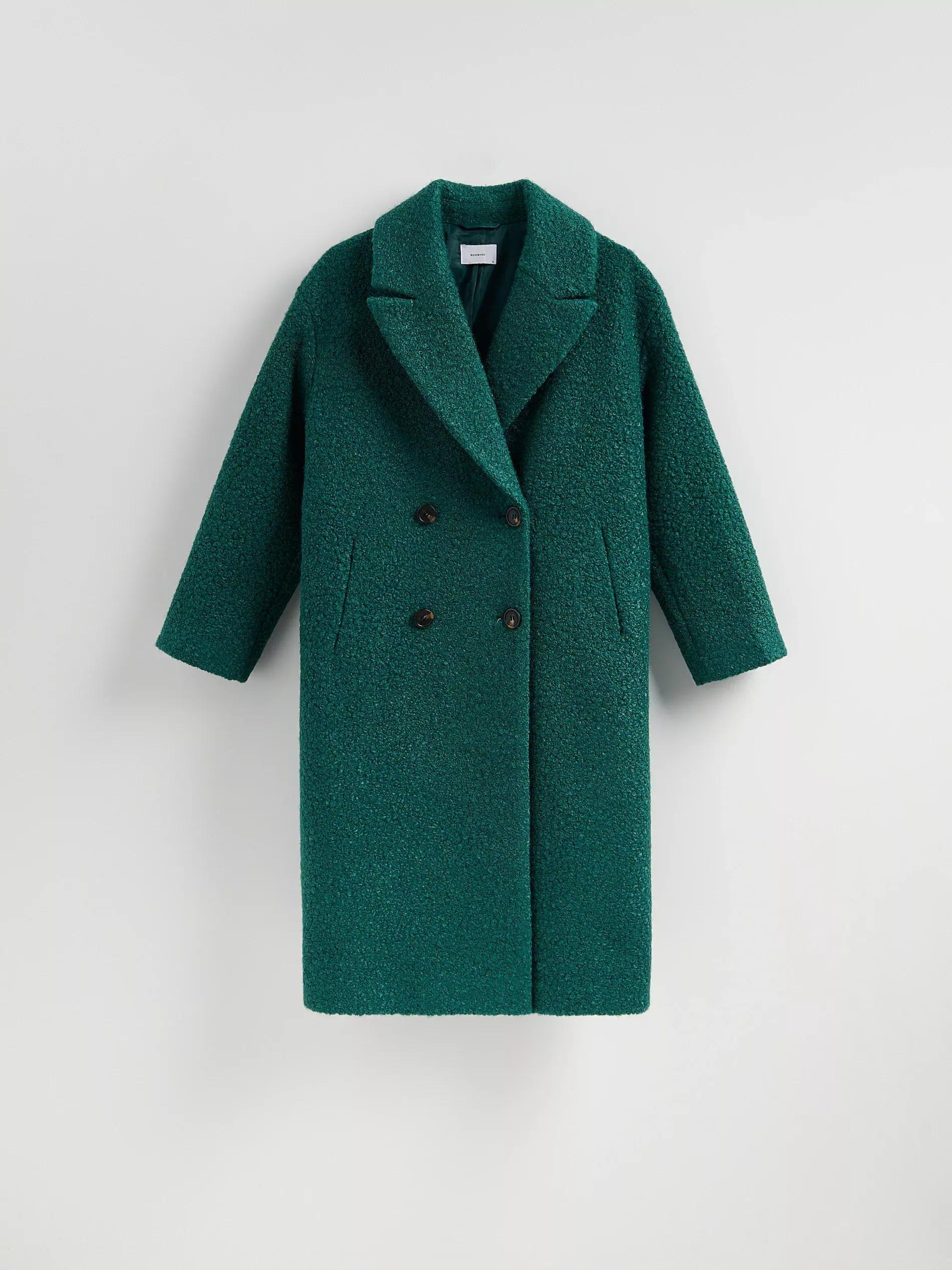 Green Double Breasted Oversized Coat, Turquoise, large image number 5