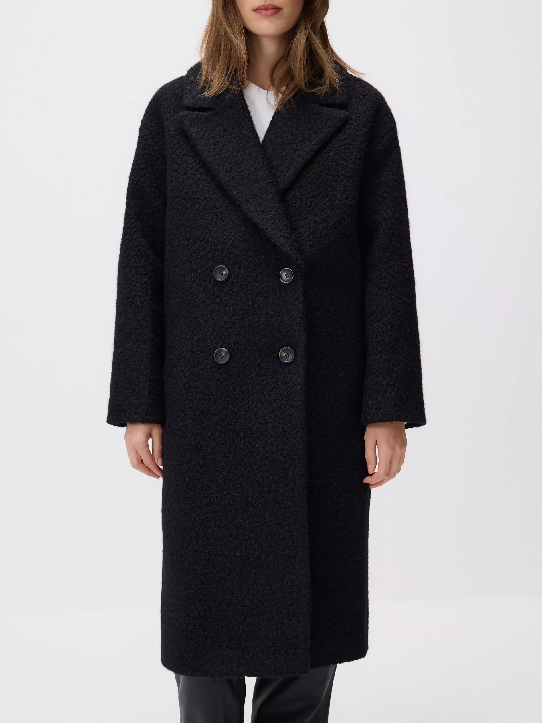 Black Double Breasted Oversized Coat, Black, large image number 4