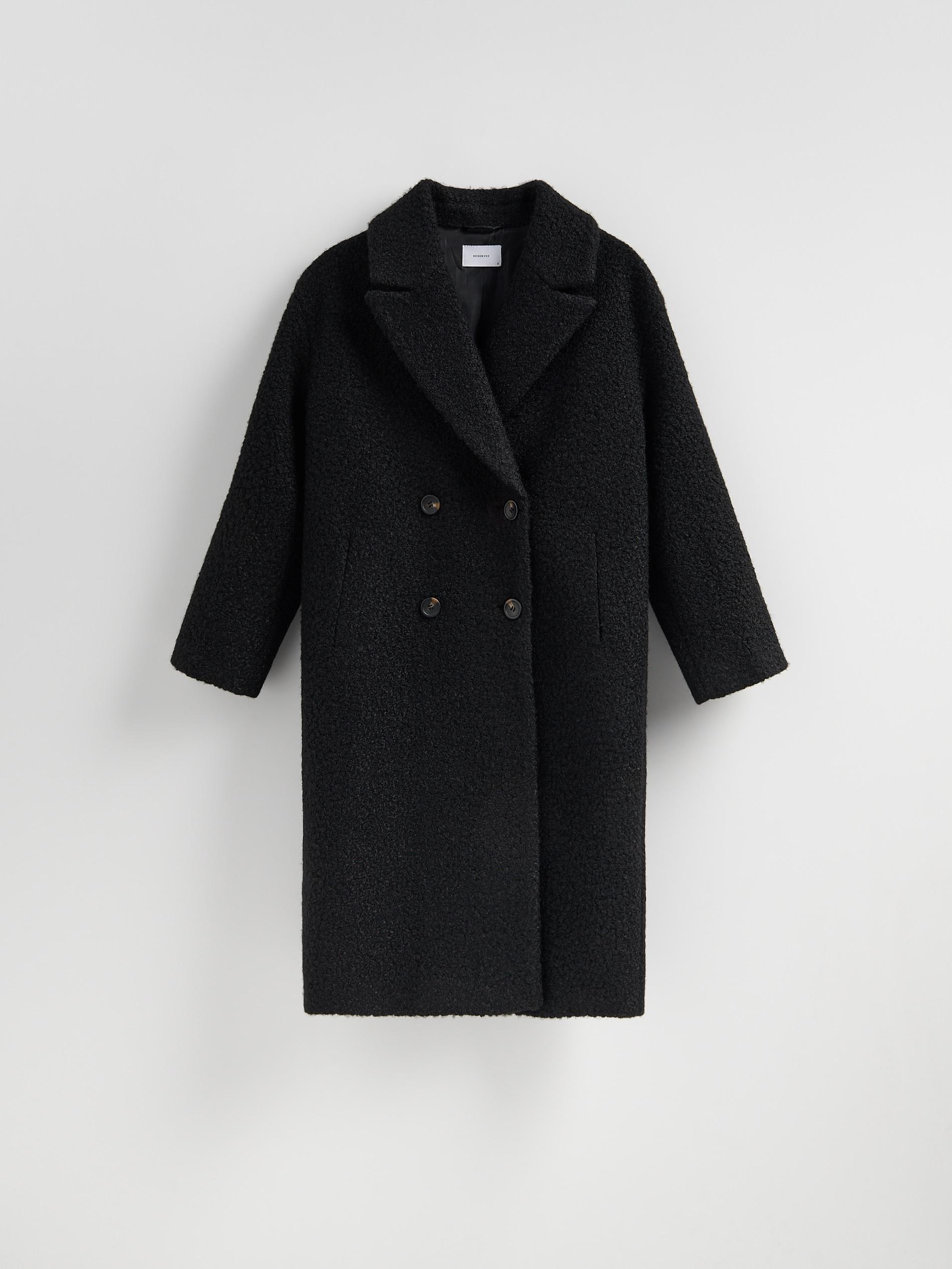 Black Double Breasted Oversized Coat, Black, large image number 5