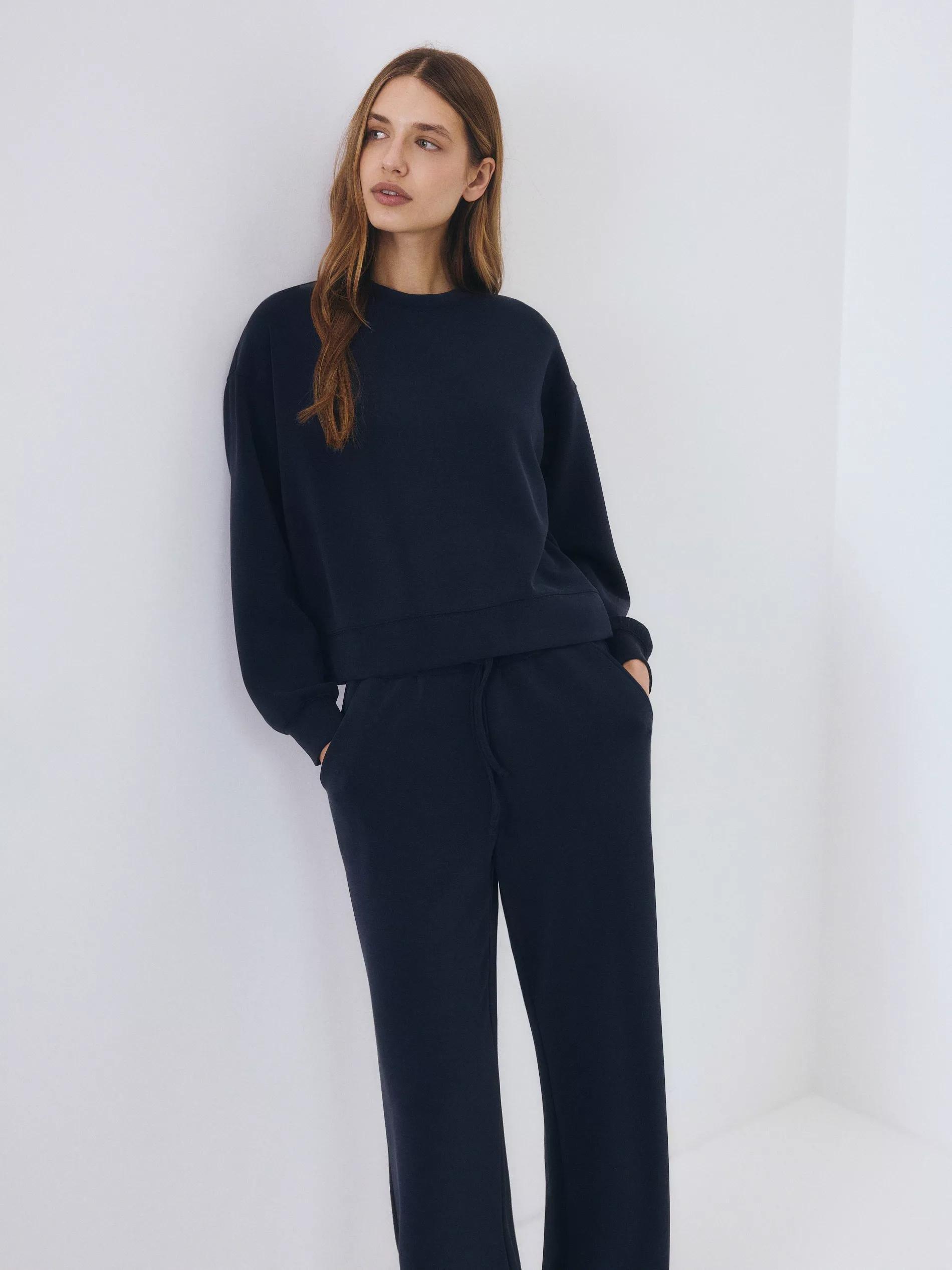 Blue Plain Cropped Blouse, , large image number 3