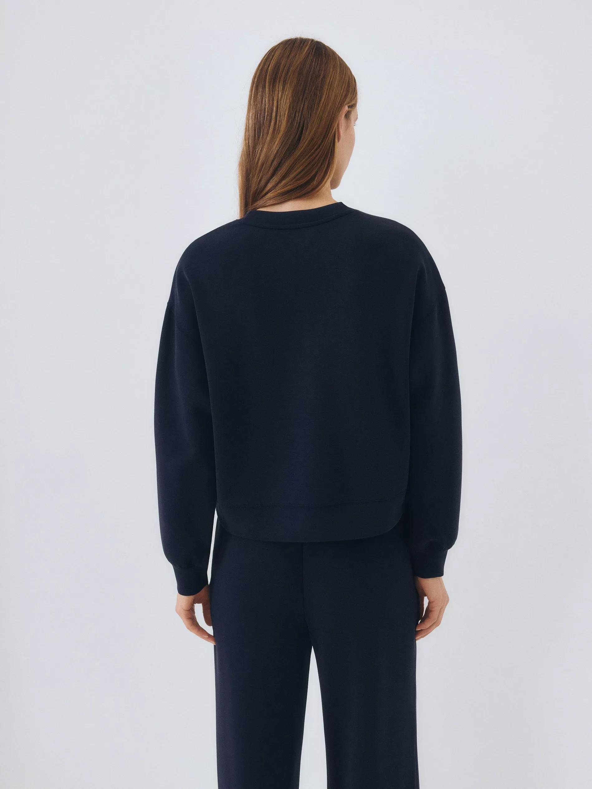 Blue Plain Cropped Blouse, , large image number 4