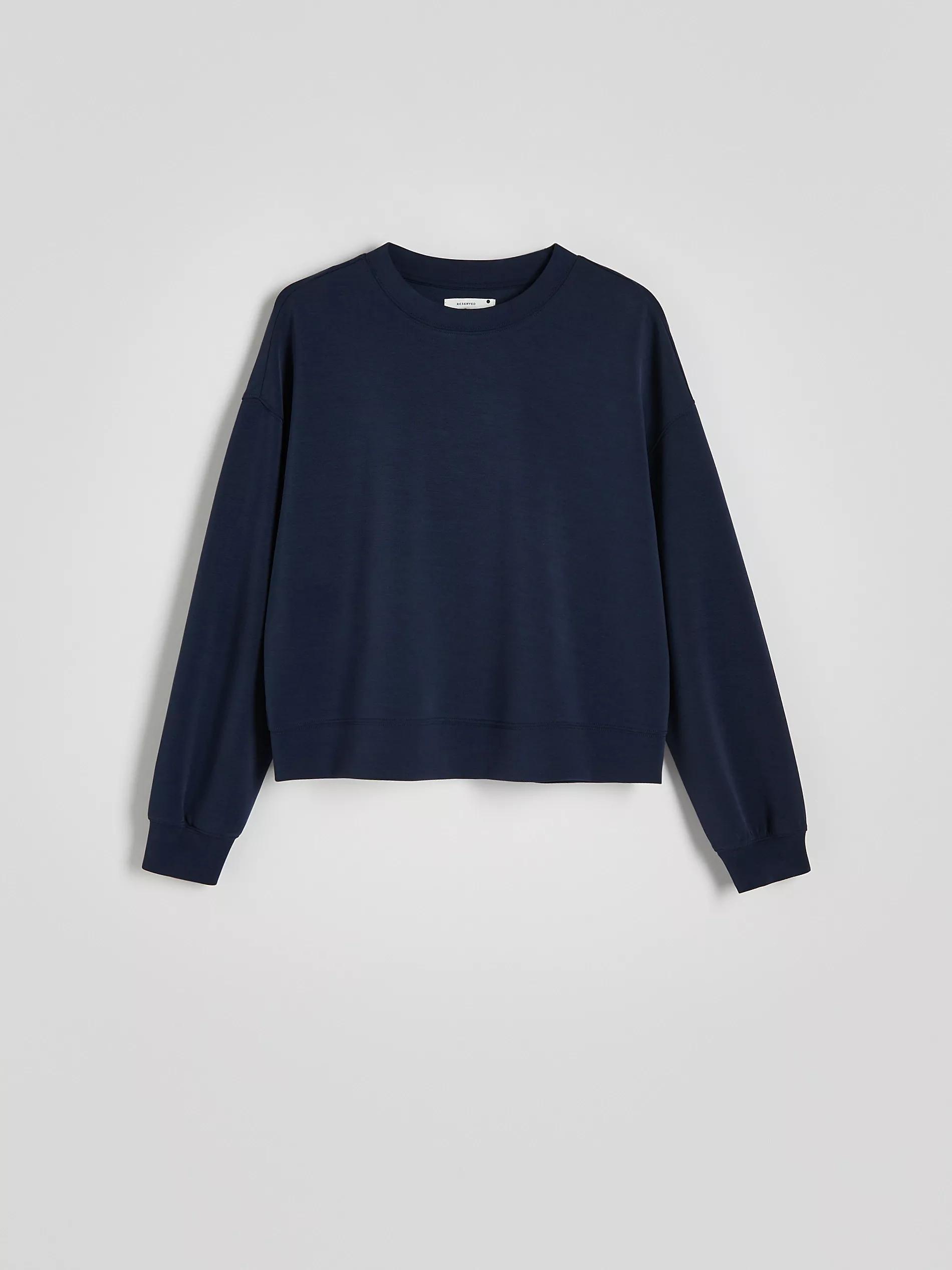 Blue Plain Cropped Blouse, , large image number 5