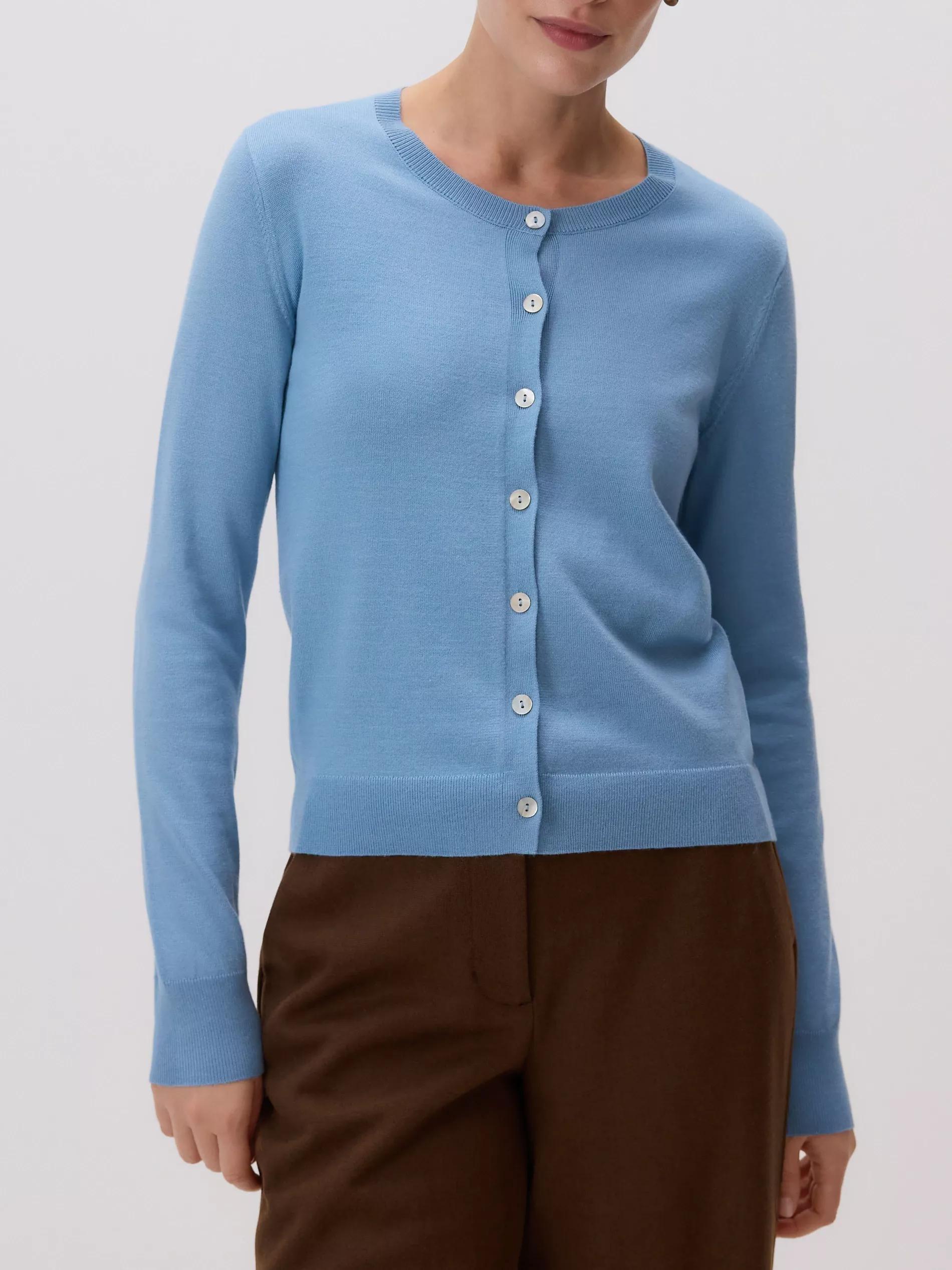 Turquoise Viscose Blend Button-Up Cardigan, Turquoise, large image number 0