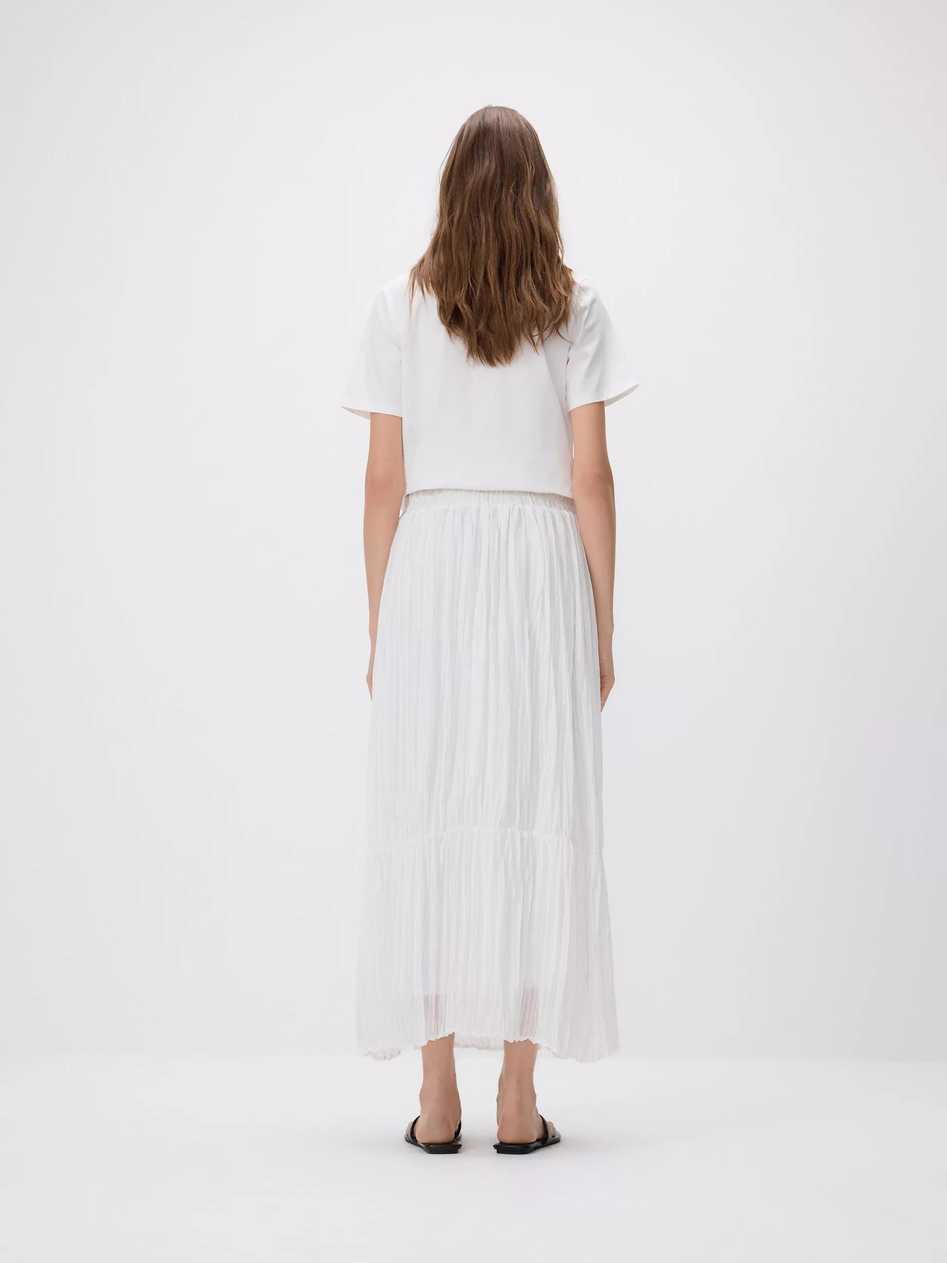 White Crushed Fabric Maxi Skirt, , large image number 2