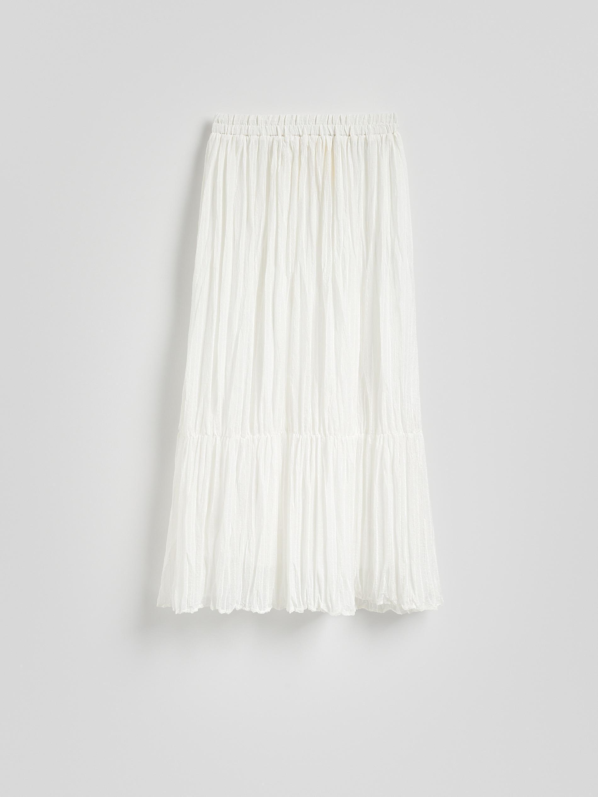 White Crushed Fabric Maxi Skirt, White, large image number 3